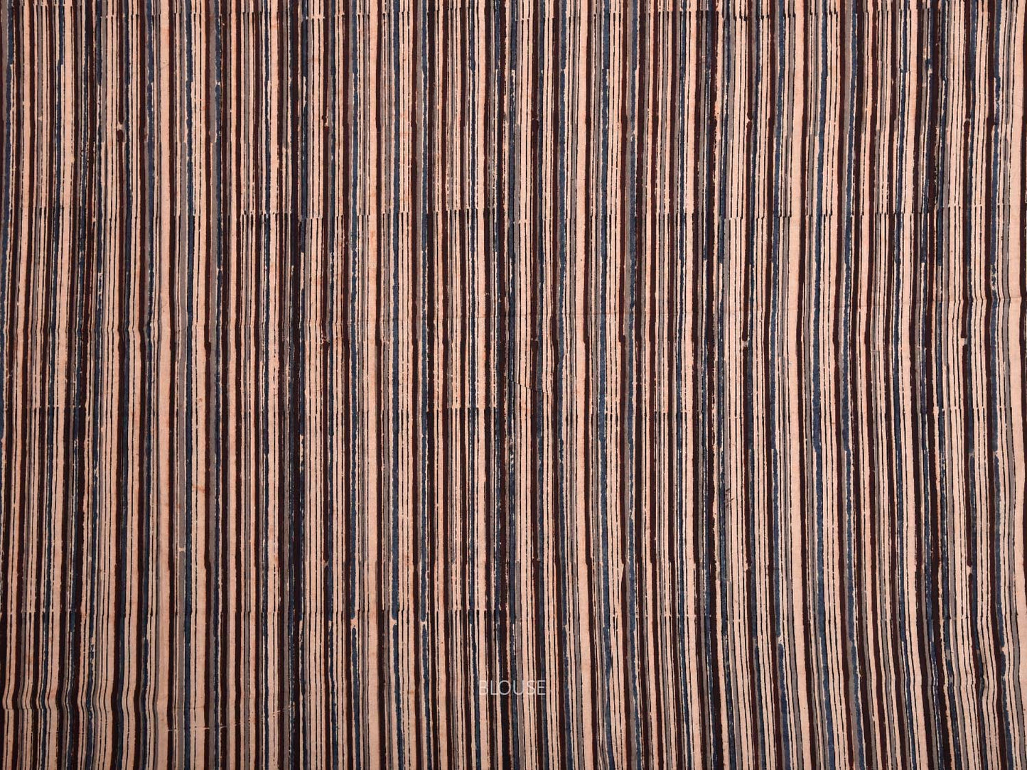 Light Grey and Brown Kanchipuram Cotton Plain Saree with Strips Pallu Design and Kalamkari Blouse k0996