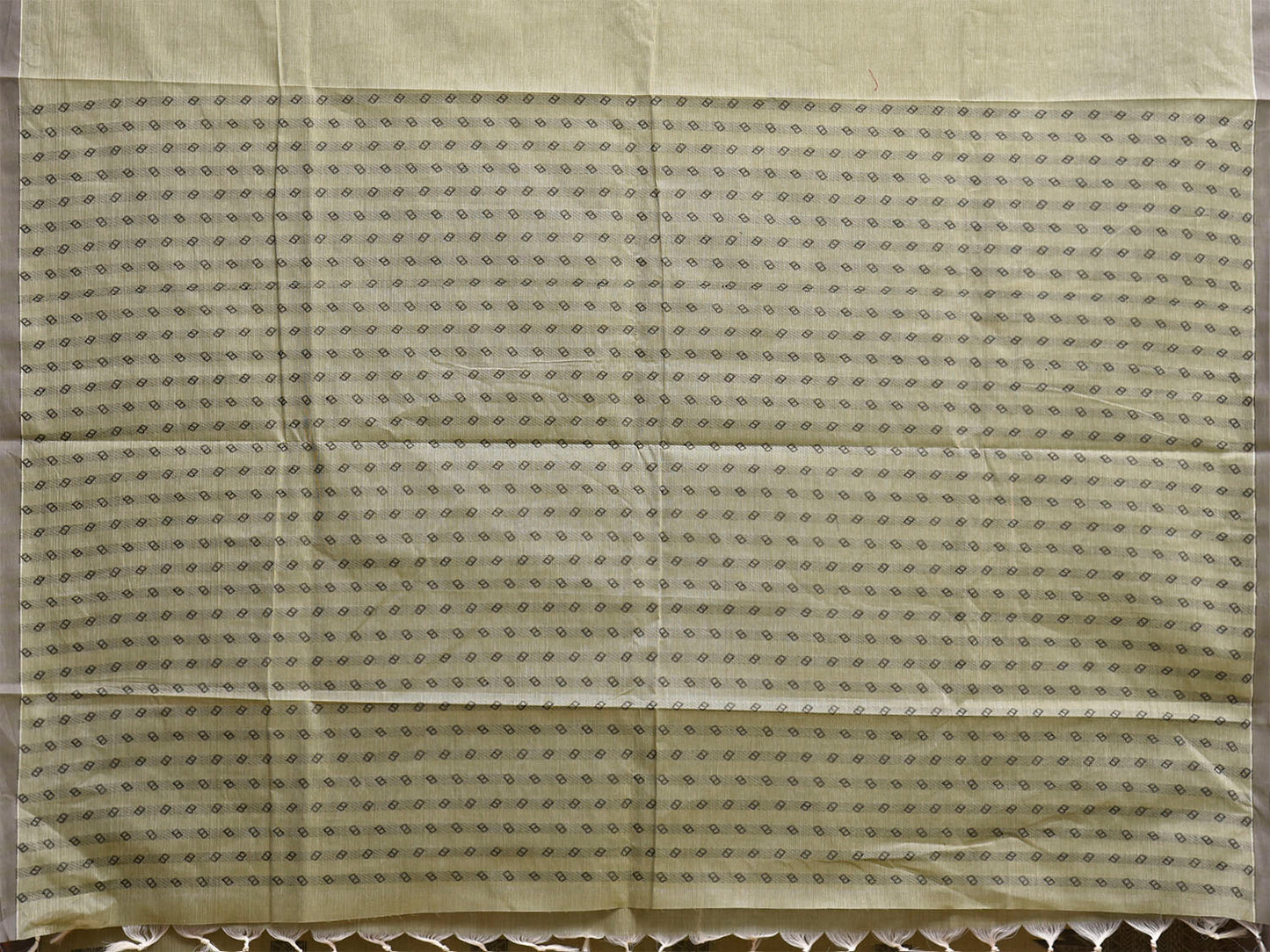 Sea Green and Grey Kanchipuram Cotton Saree with One Side Big Temple Border Design k1047