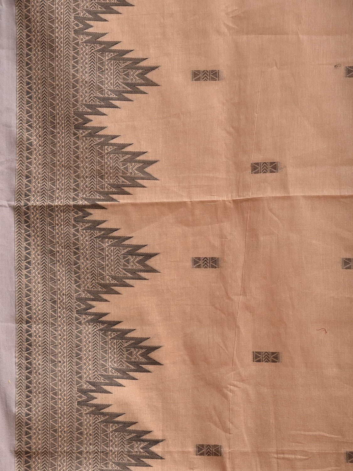 Light Orange and Grey Kanchipuram Cotton Saree with One Side Big Temple Border Design k1048
