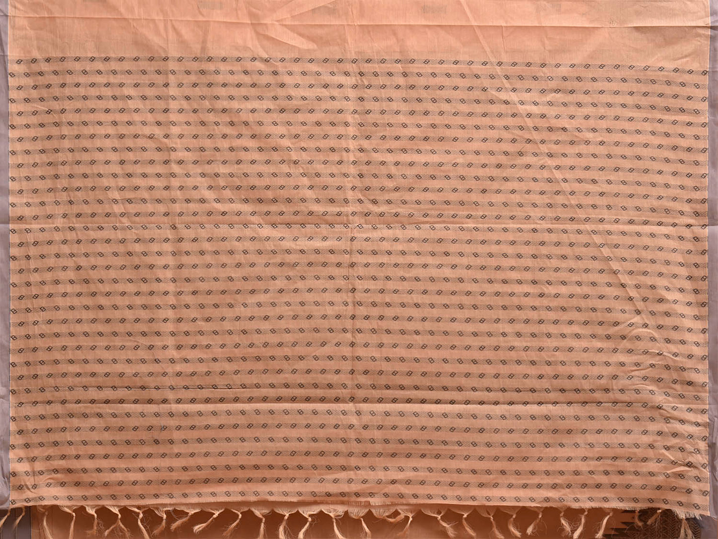 Light Orange and Grey Kanchipuram Cotton Saree with One Side Big Temple Border Design k1048