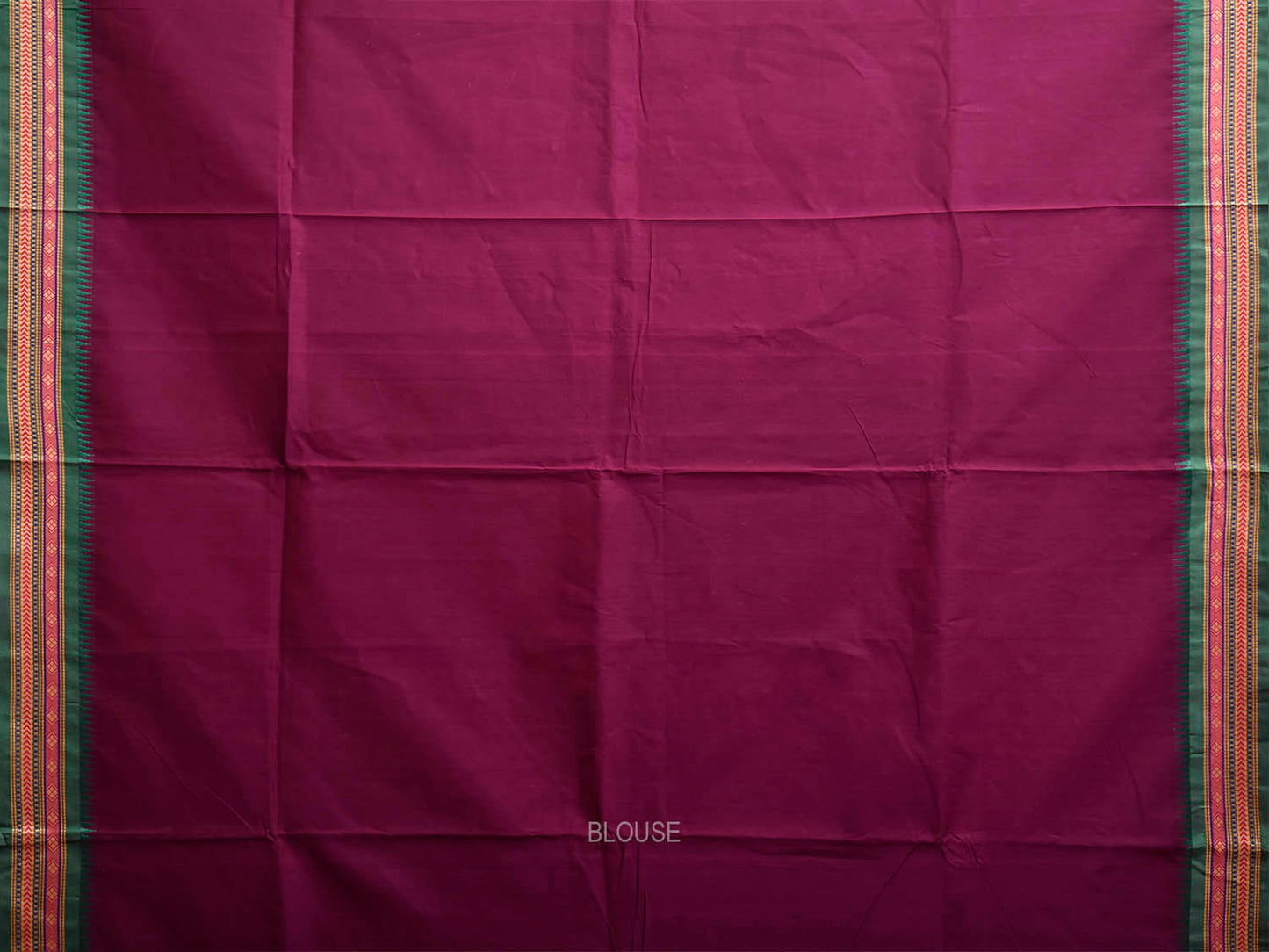 Wine and Green Kanchipuram Cotton Plain Saree with Border and Strips Pallu Design k1070