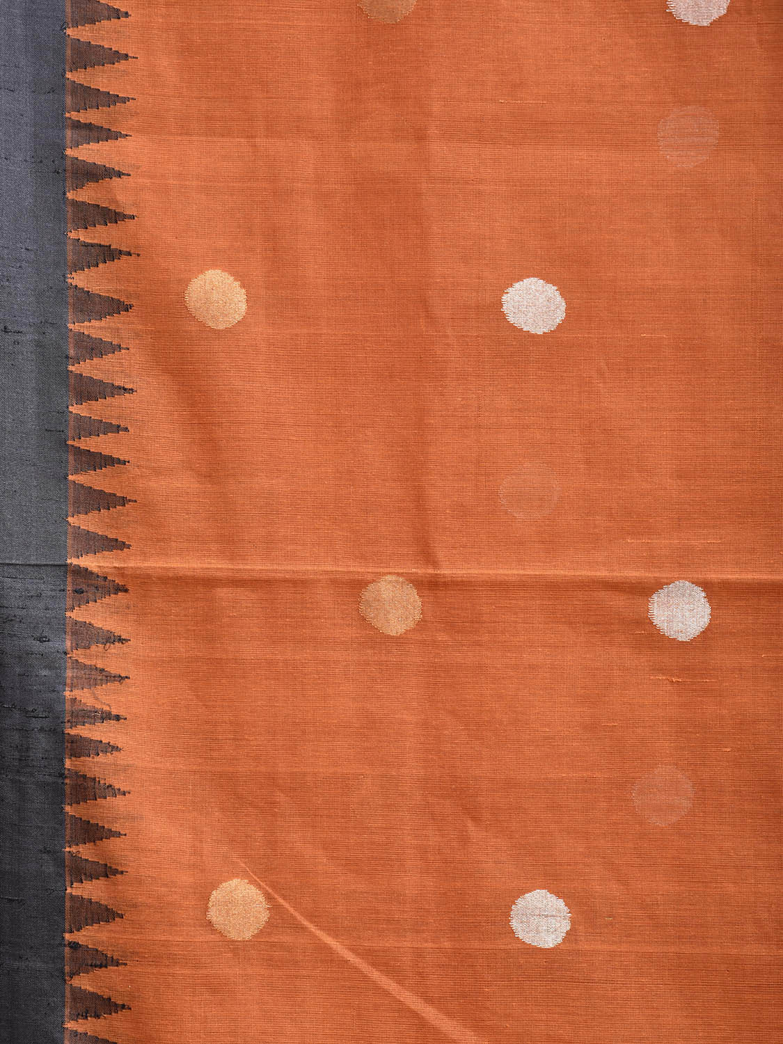 Orange and Black Khadi Cotton Handloom Saree with Pallu and Body Buta Design kh0719