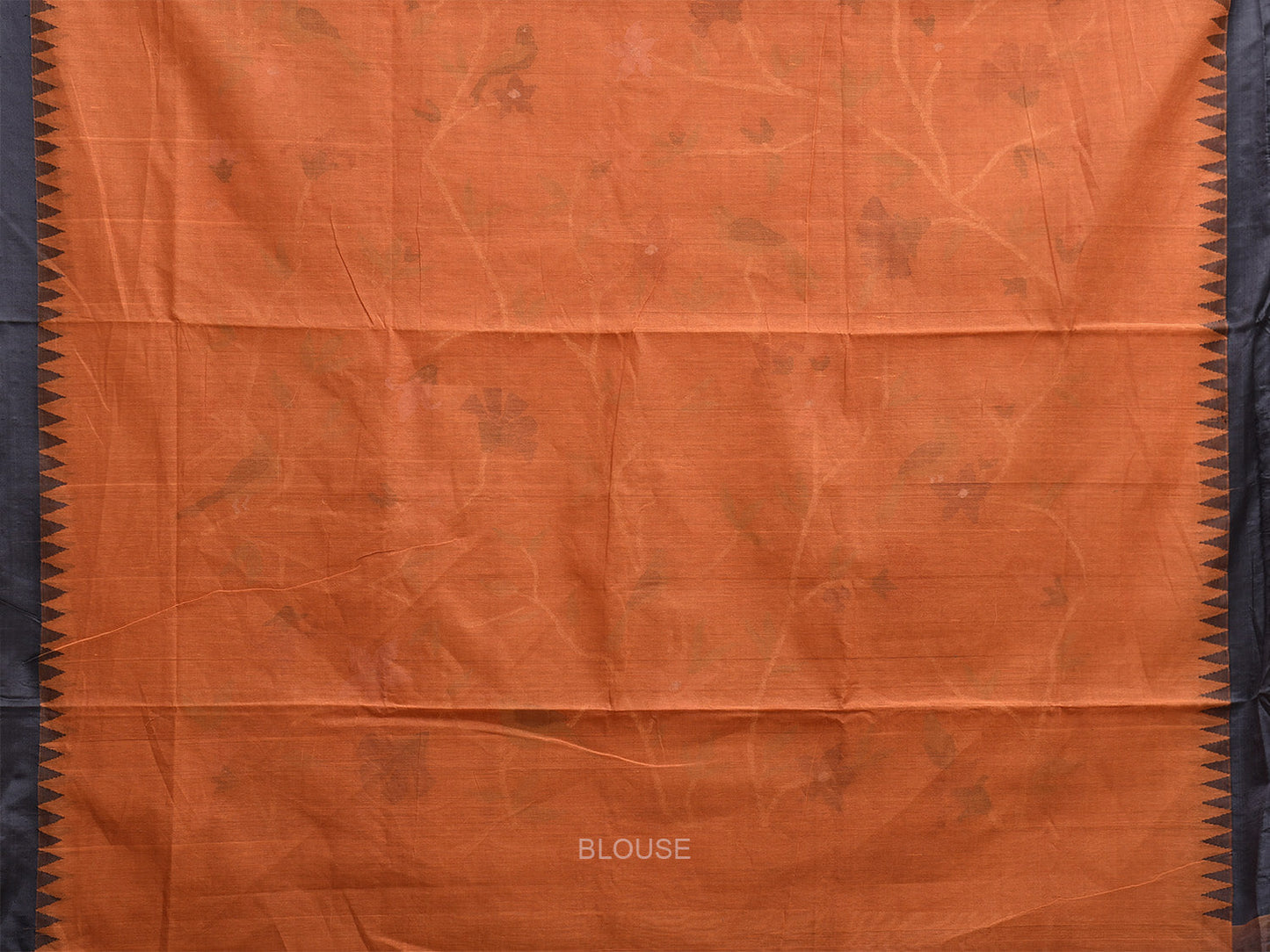 Orange and Black Khadi Cotton Handloom Saree with Pallu and Body Buta Design kh0719