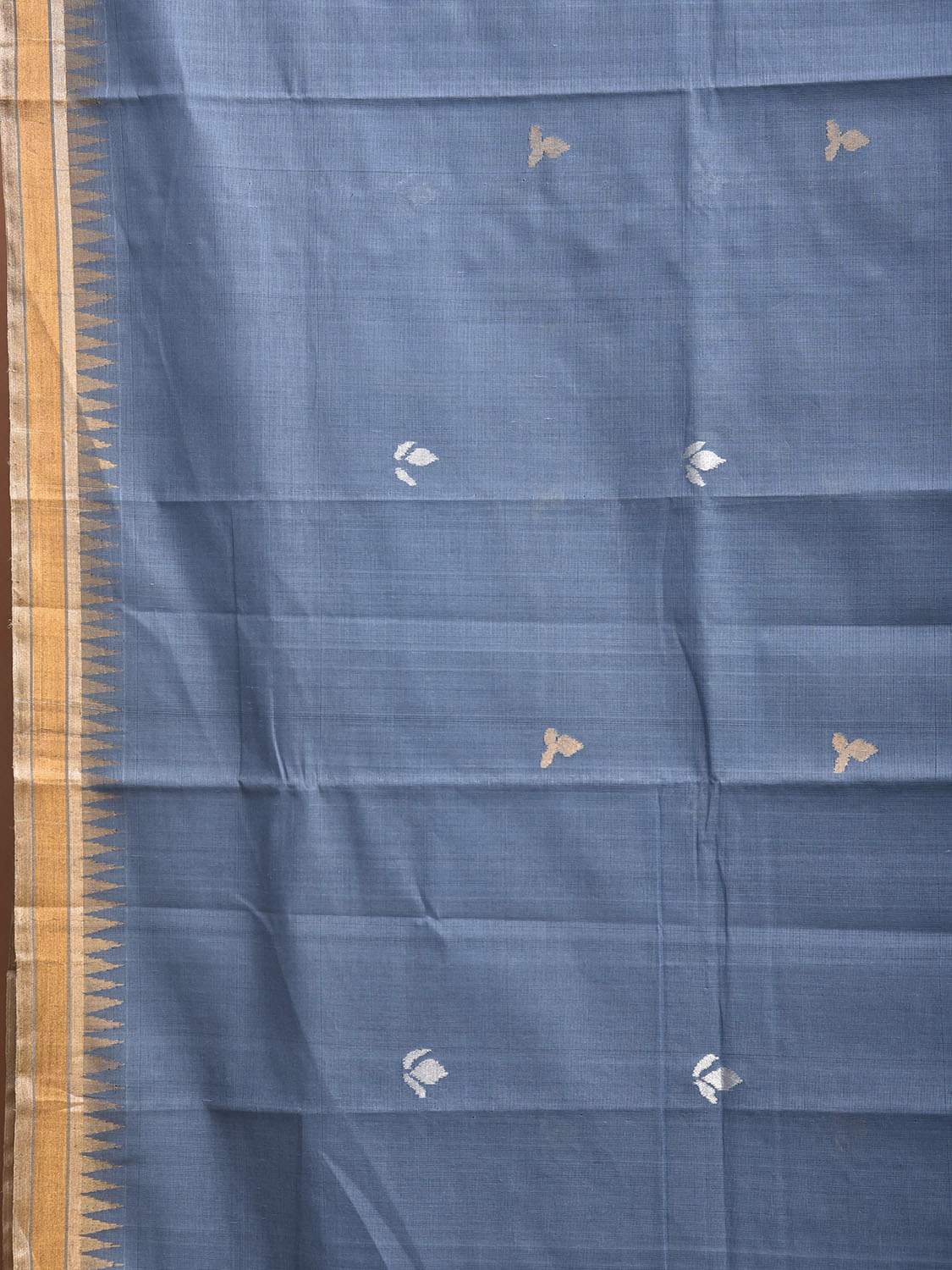 Light Blue Khadi Cotton Handloom Saree with Floral Pallu Design kh0731