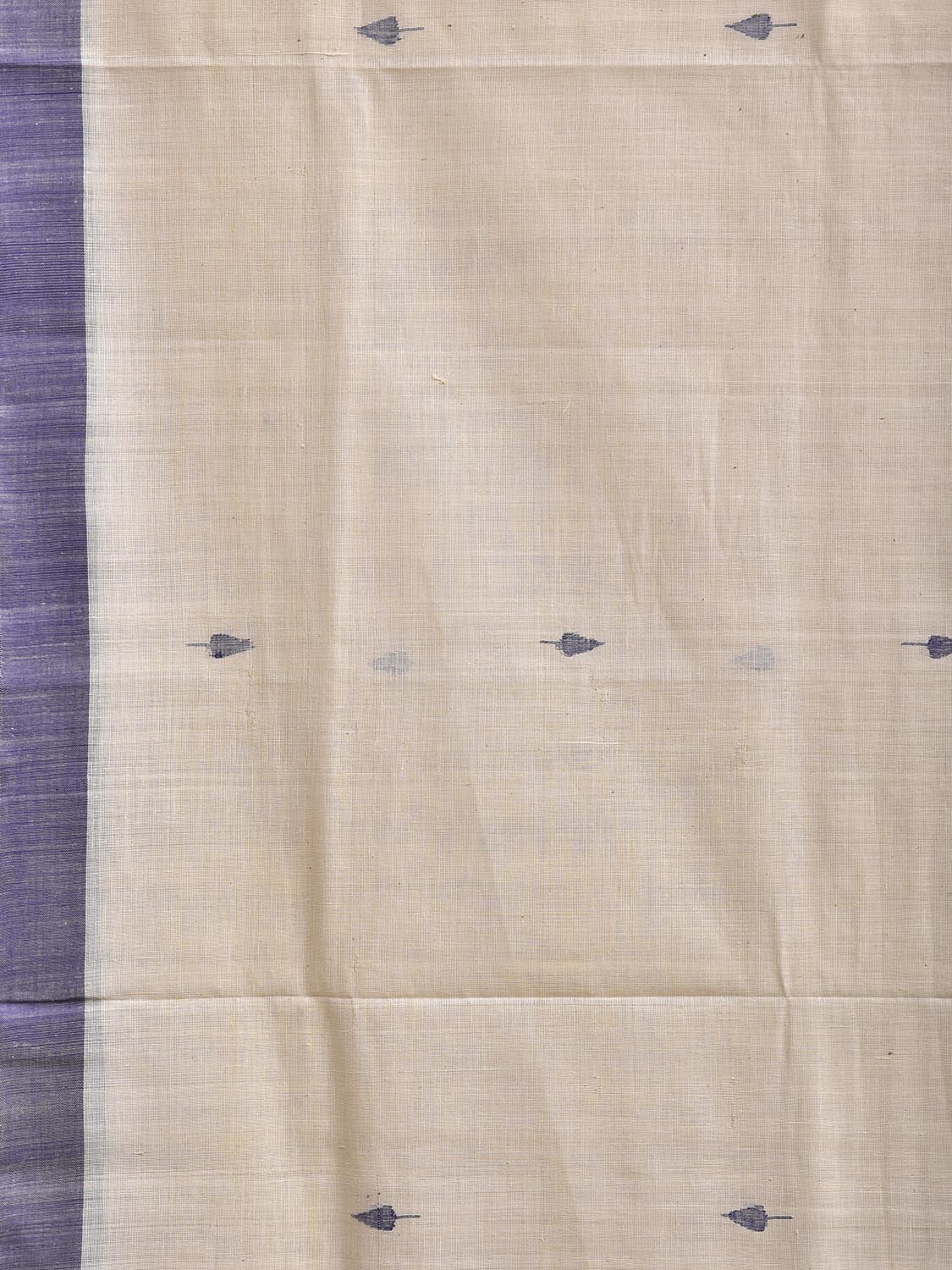 White and Blue Khadi Cotton Handloom Saree with Small Body Buta Design kh0733