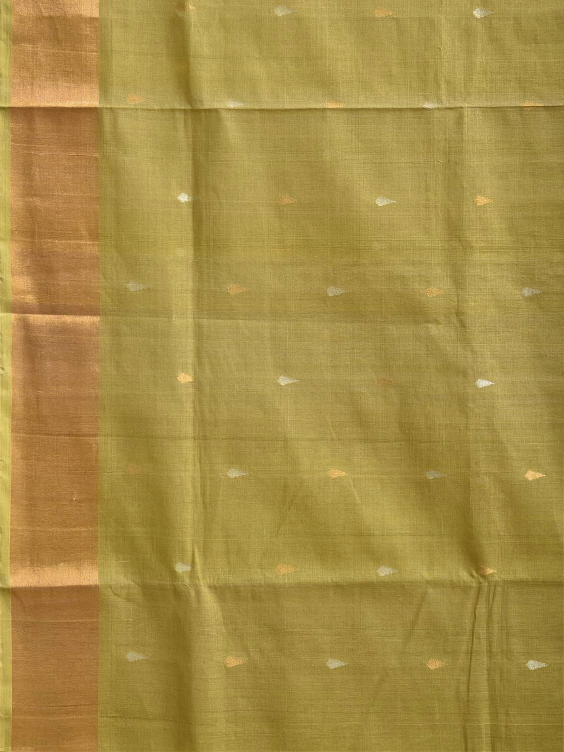 Light Green Khadi Cotton Handloom Saree with Floral and Birds Pallu Design kh0735