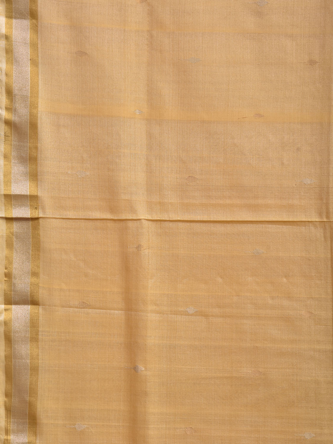 Cream Khadi Cotton Handloom Saree with Mango Pallu Design kh0742