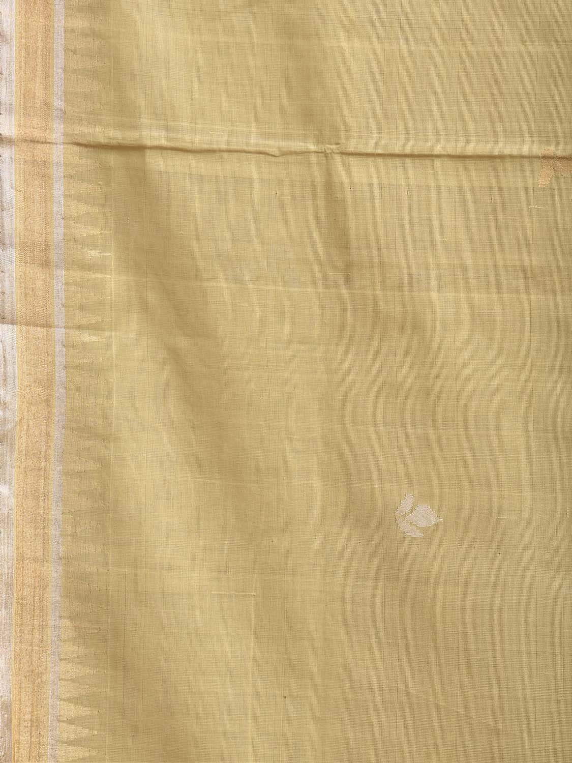 Light Yellow Khadi Cotton Handloom Saree with Floral Pallu Design kh0745