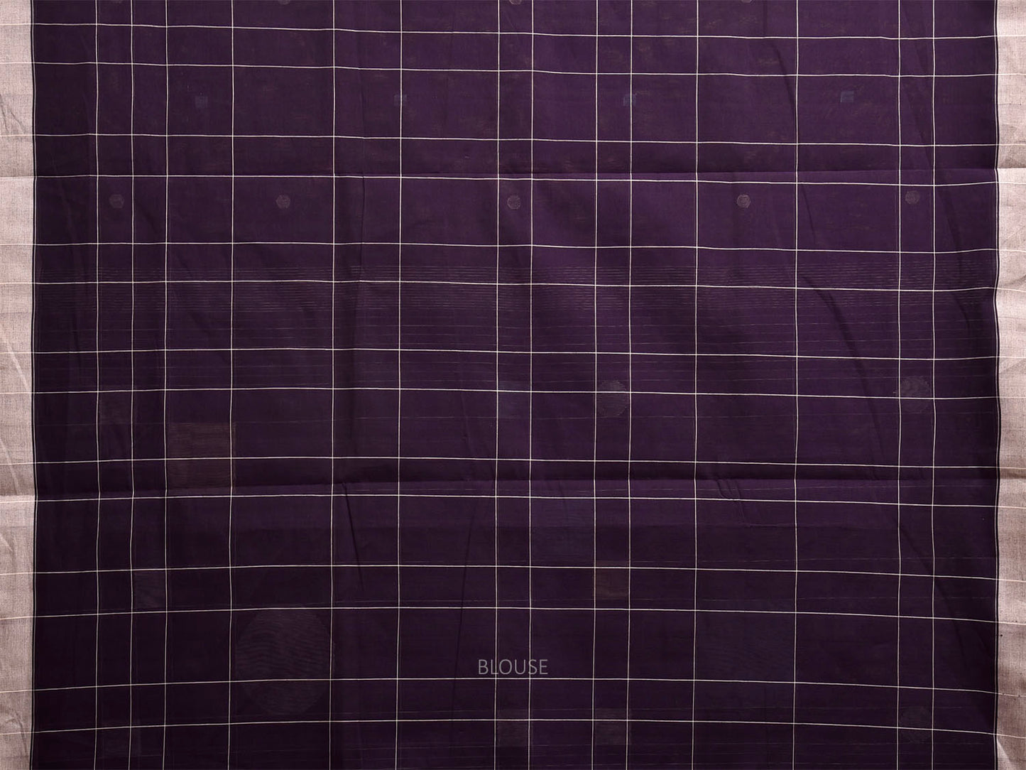 Dark Purple Khadi Cotton Handloom Saree with Squares and Circles Pallu Design kh0746