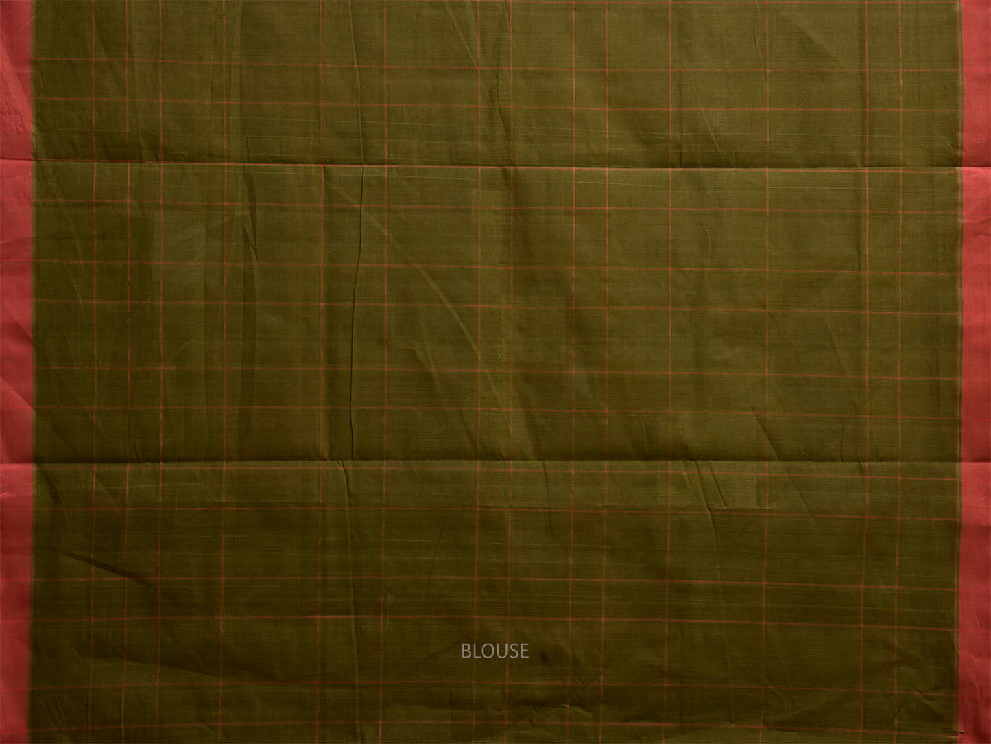 Dark Green Khadi Cotton Handloom Saree with Squares and Circles Pallu Design kh0747