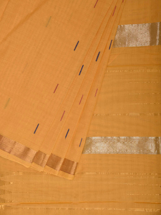 Yellow Khadi Cotton Handloom Saree with Body Buta And Zari Pallu Design No Blouse kh0748