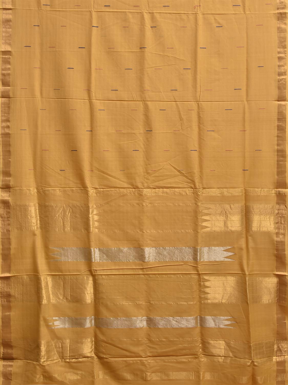 Yellow Khadi Cotton Handloom Saree with Body Buta And Zari Pallu Design No Blouse kh0748
