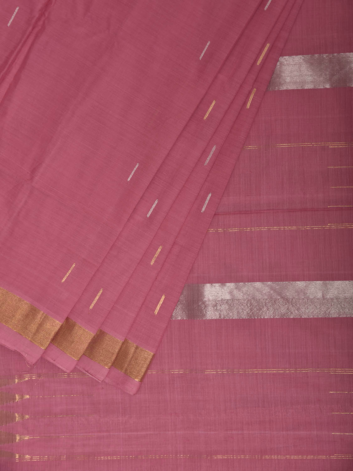 Pink Khadi Cotton Handloom Saree with Body Buta And Zari Pallu Design No Blouse kh0749