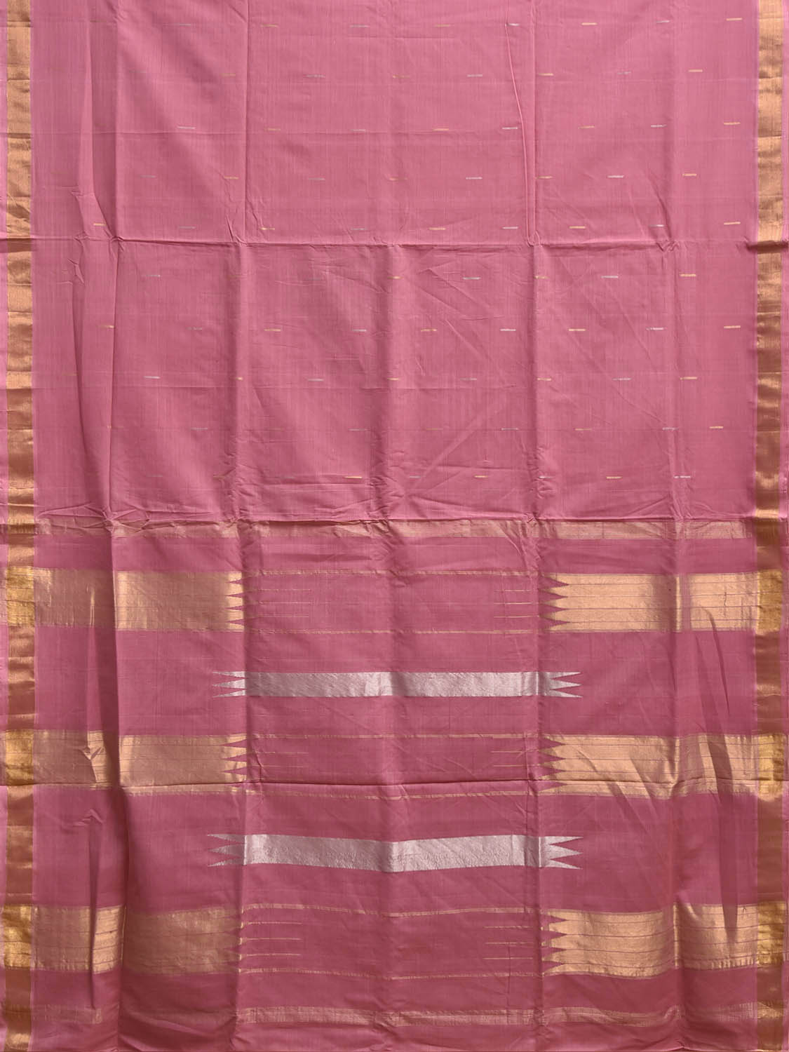 Pink Khadi Cotton Handloom Saree with Body Buta And Zari Pallu Design No Blouse kh0749