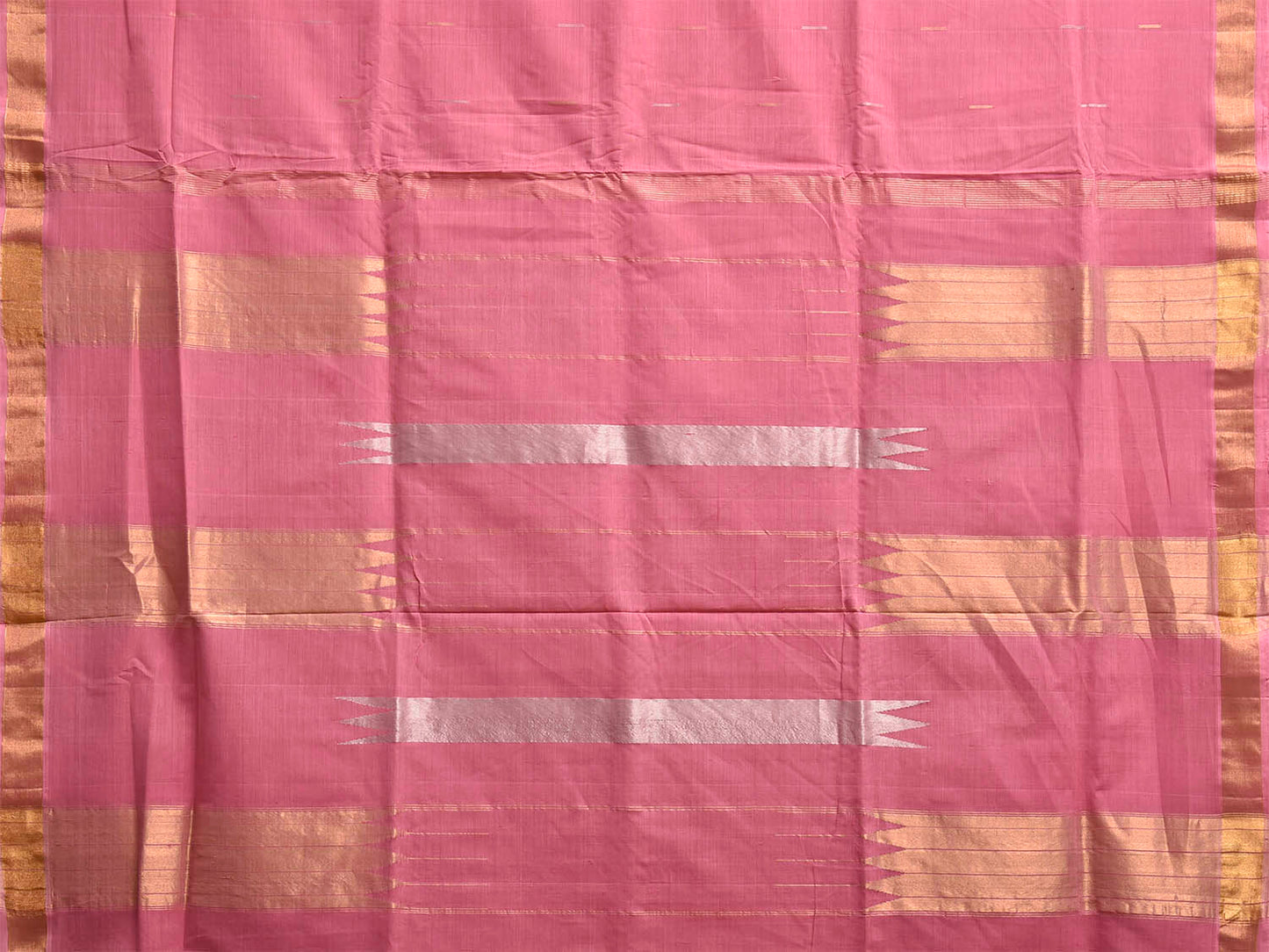Pink Khadi Cotton Handloom Saree with Body Buta And Zari Pallu Design No Blouse kh0749