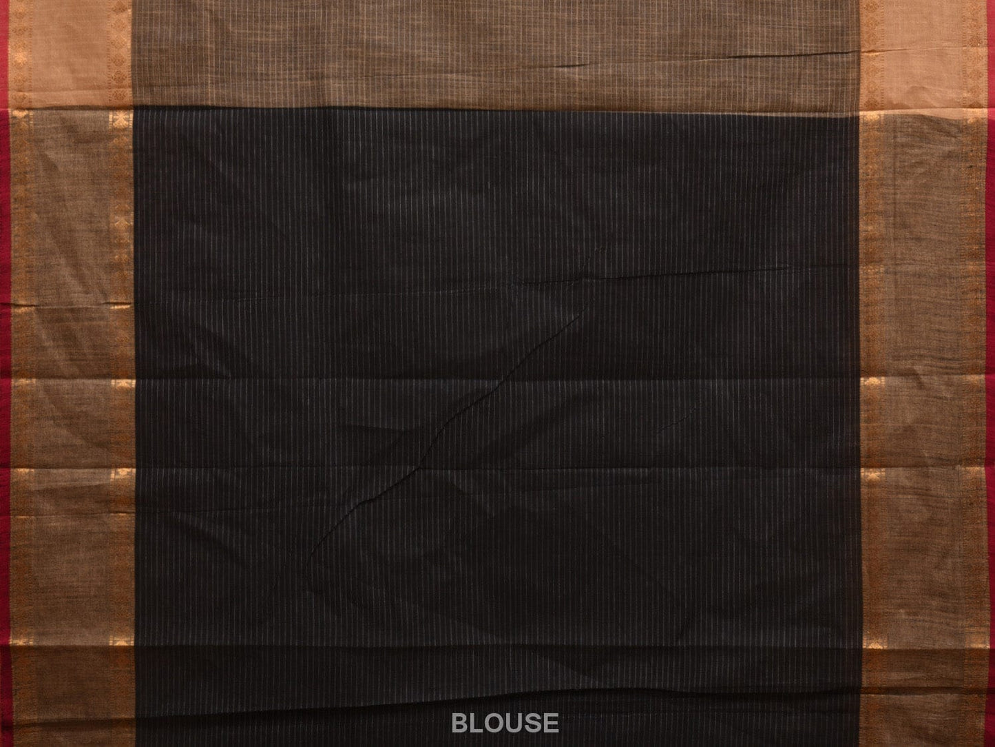 Khaki and Light Brown Kanchipuram Cotton Saree with Strips Pallu and Border Design k0531