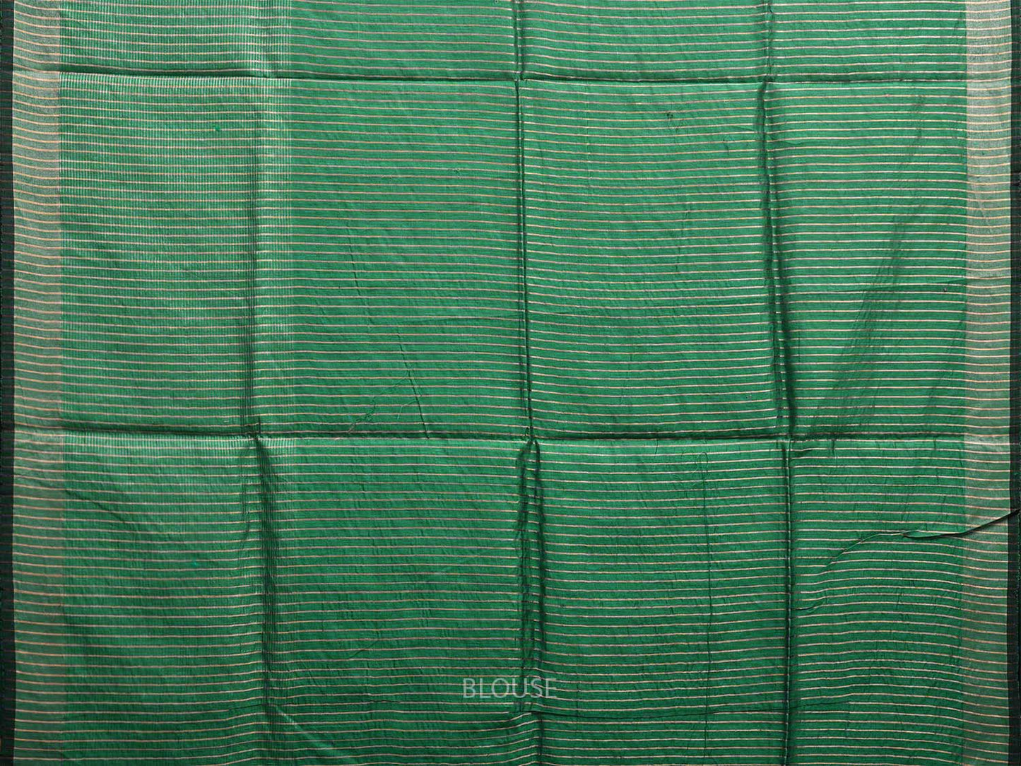 Khaki and Turquoise Tussar Saree with Strips Pallu Design o0549