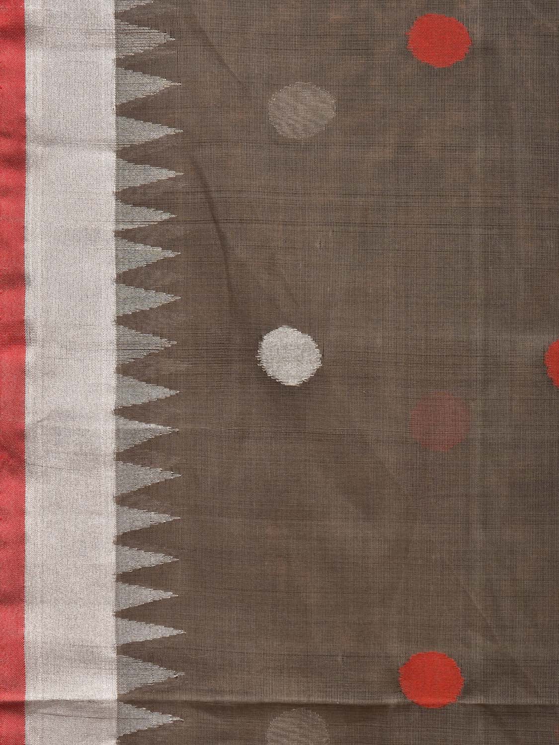 Khaki Khadi Cotton Handloom Saree with Lotus Pallu Design kh0583