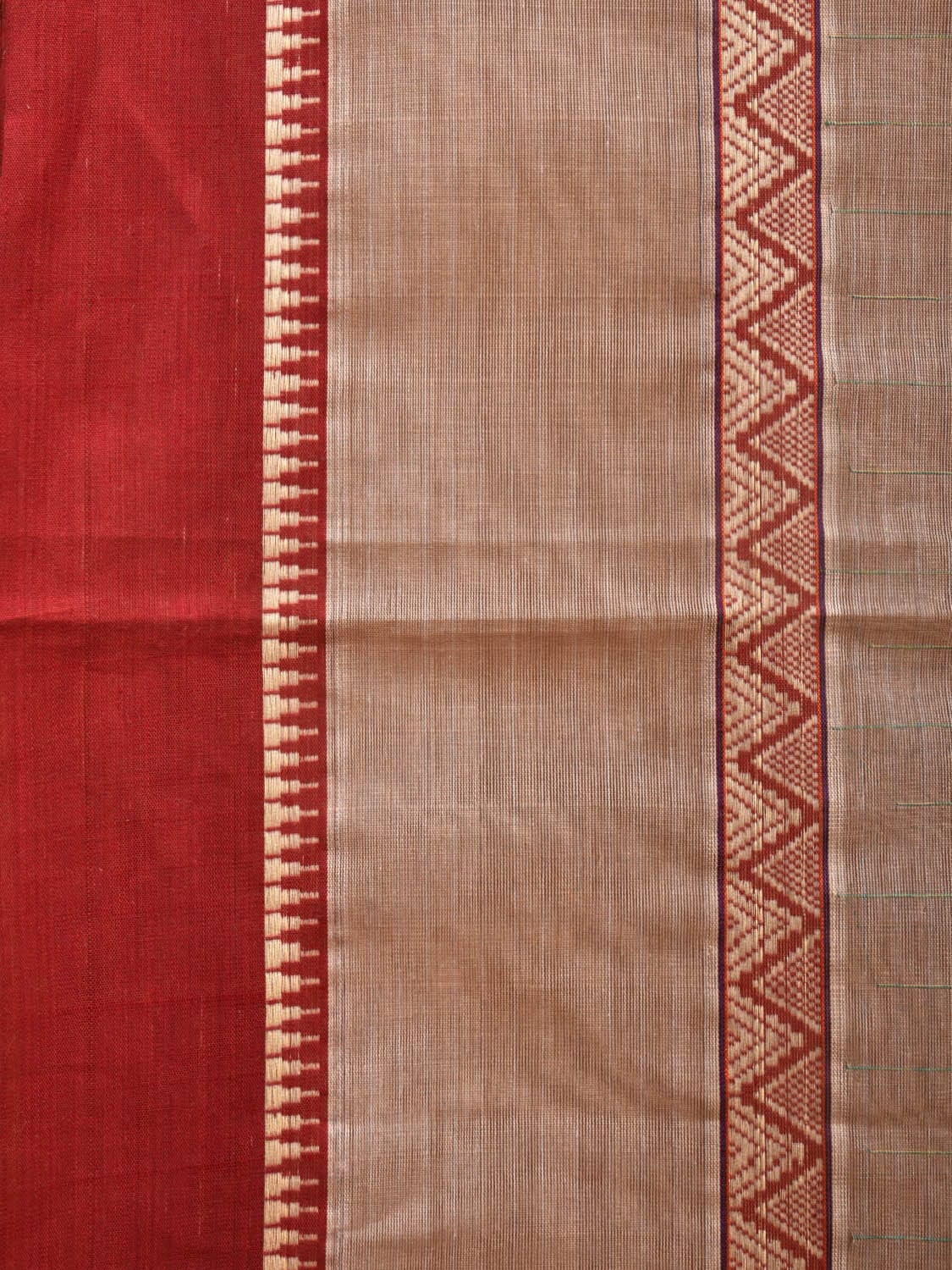 Khaki Narayanpet Cotton Handloom Saree with Big Border Design No Blouse np0771