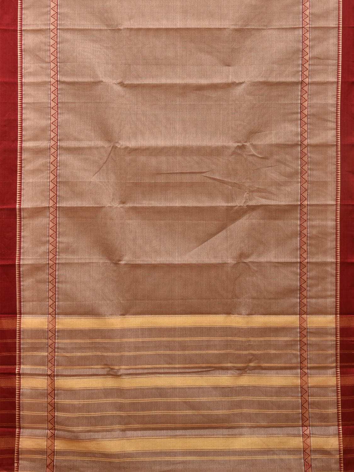 Khaki Narayanpet Cotton Handloom Saree with Big Border Design No Blouse np0771
