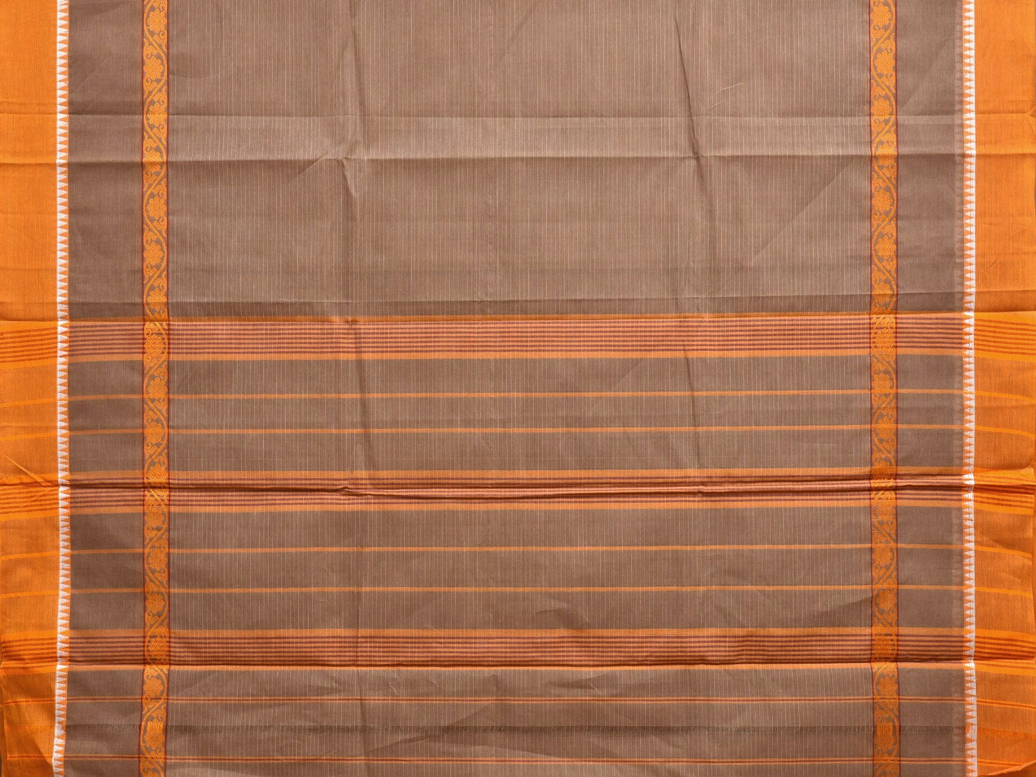 Khaki Narayanpet Cotton Handloom Saree with Big Border Design No Blouse np0837