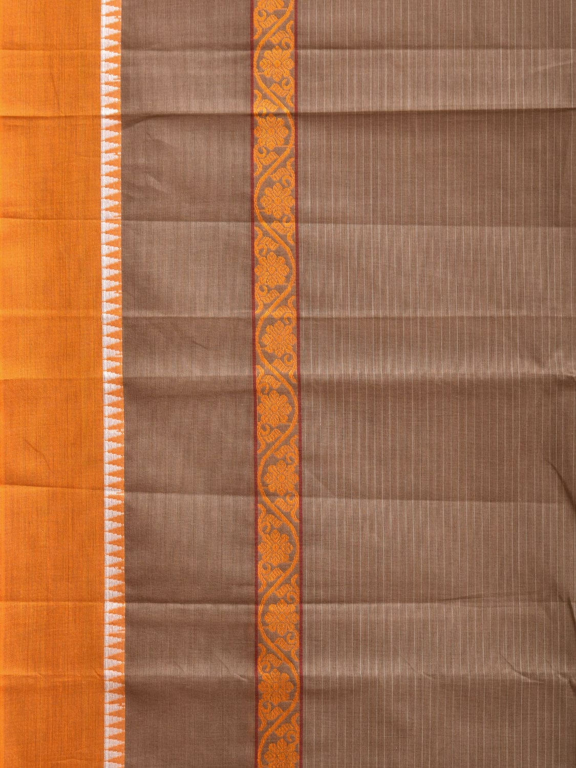 Khaki Narayanpet Cotton Handloom Saree with Big Border Design No Blouse np0837