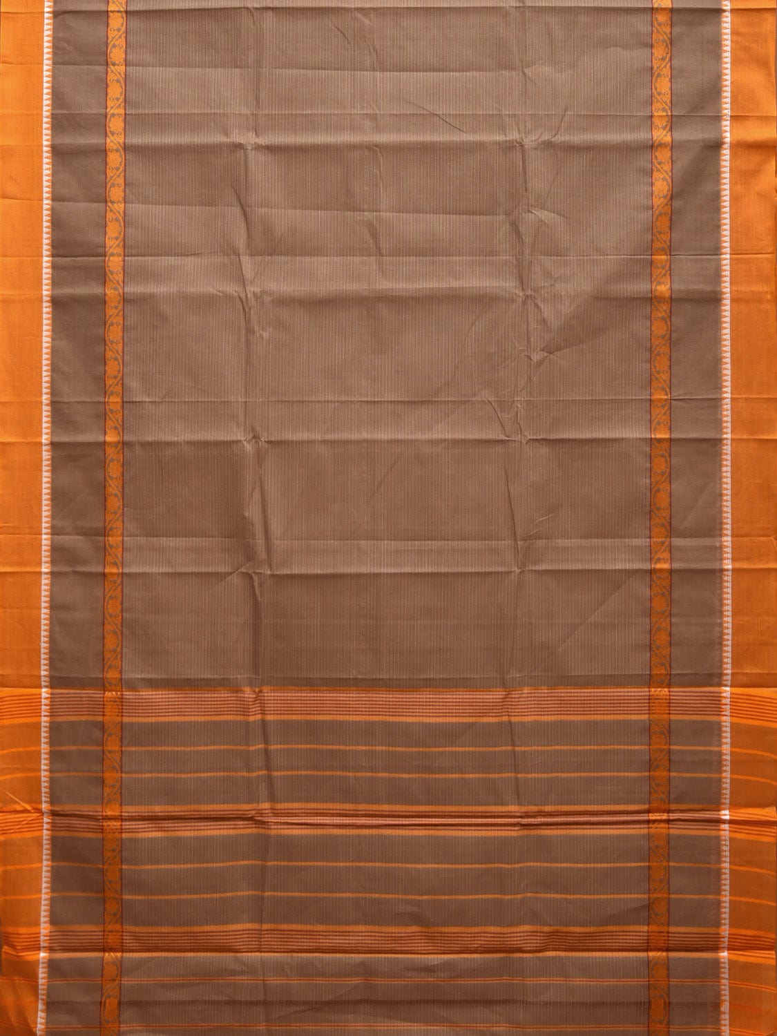 Khaki Narayanpet Cotton Handloom Saree with Big Border Design No Blouse np0837