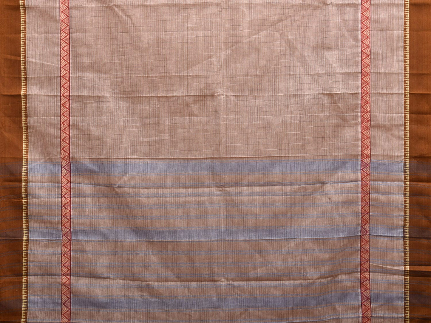 Khaki Narayanpet Cotton Handloom Saree with Big Border Design No Blouse np0902