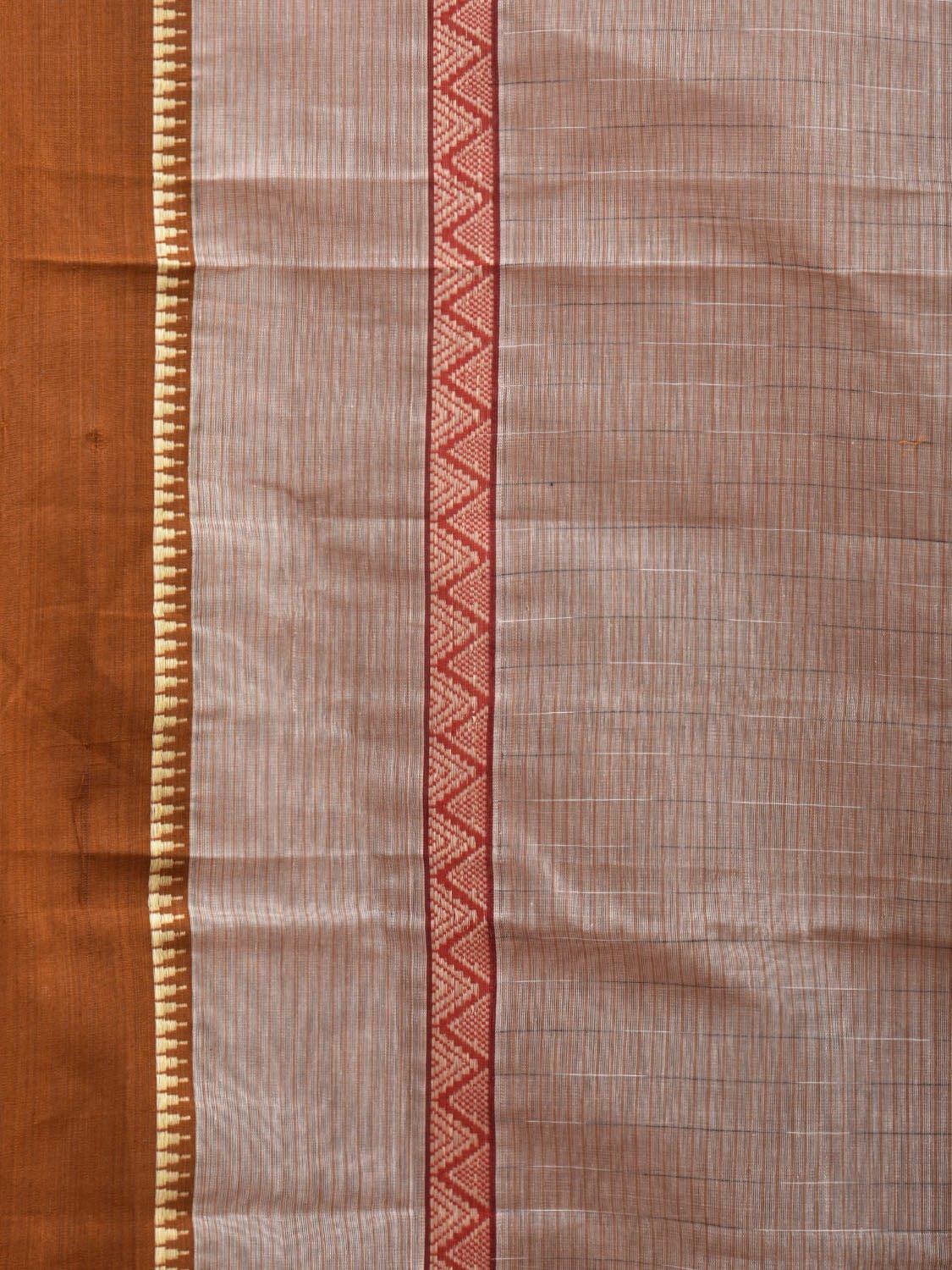 Khaki Narayanpet Cotton Handloom Saree with Big Border Design No Blouse np0902