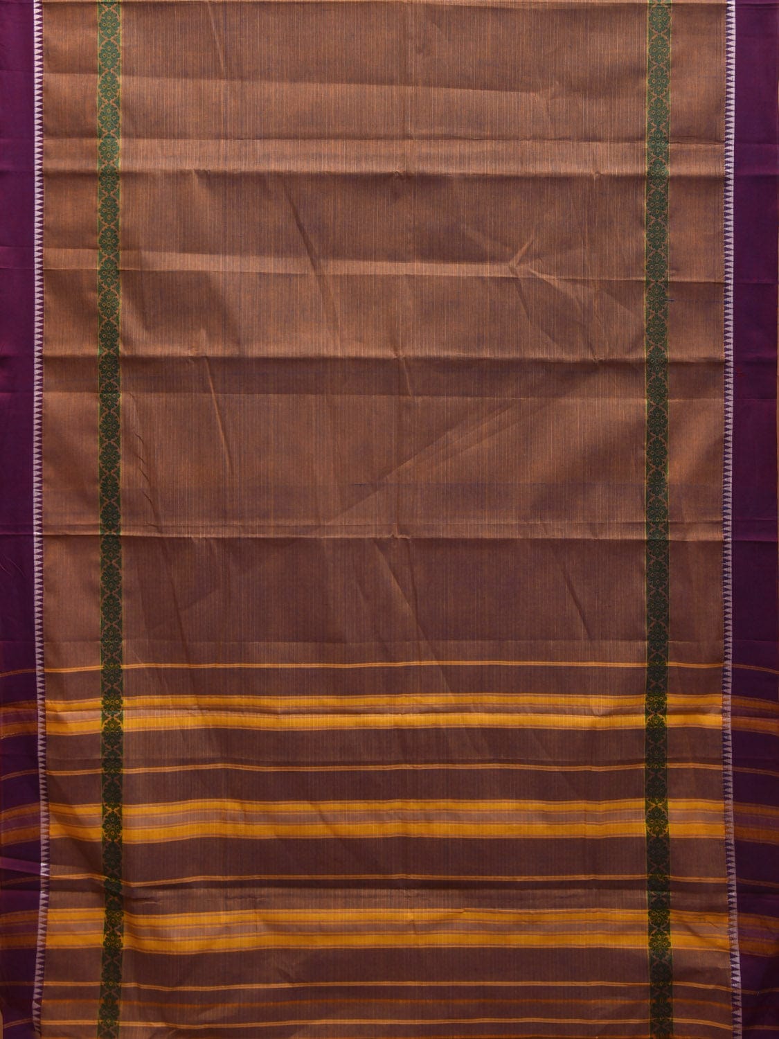 Khaki Narayanpet Cotton Handloom Saree with Big Border Design No Blouse np0924