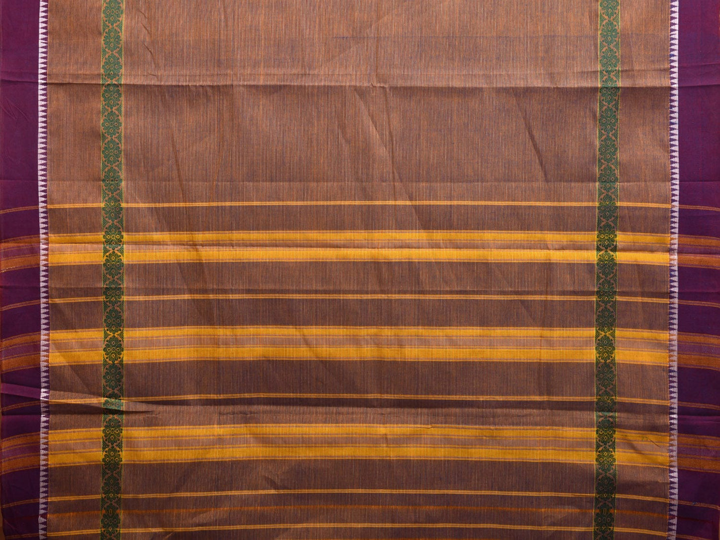 Khaki Narayanpet Cotton Handloom Saree with Big Border Design No Blouse np0924