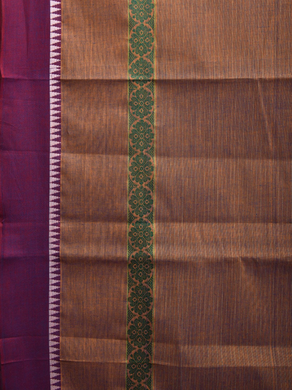 Khaki Narayanpet Cotton Handloom Saree with Big Border Design No Blouse np0924