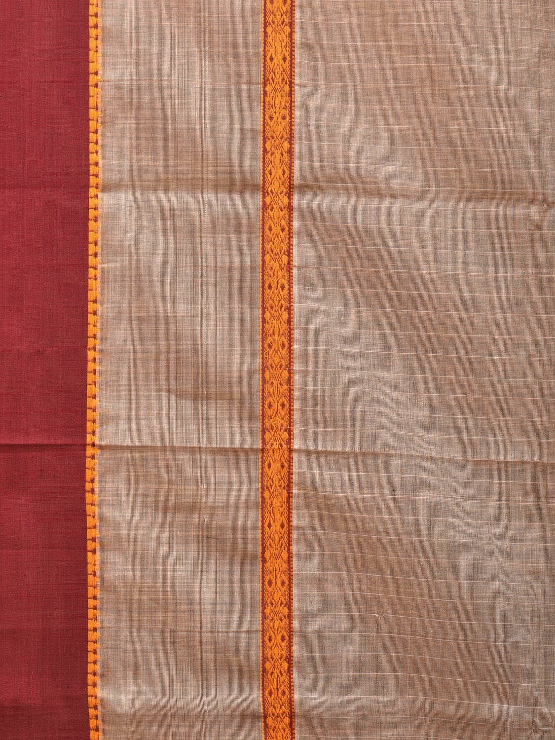 Khaki Narayanpet Cotton Handloom Saree with Checks and Big Border Design No Blouse np0726