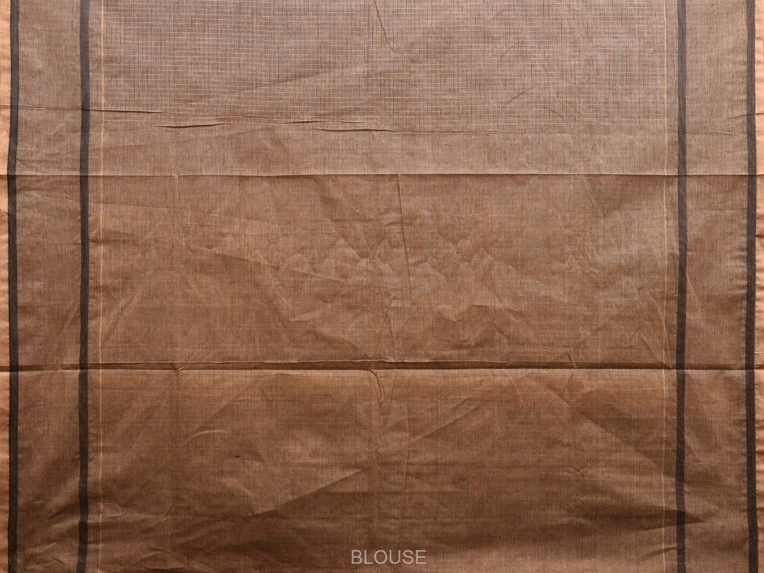 Khaki Venkatagiri Cotton Saree with Checks and Strips Pallu Design v0087