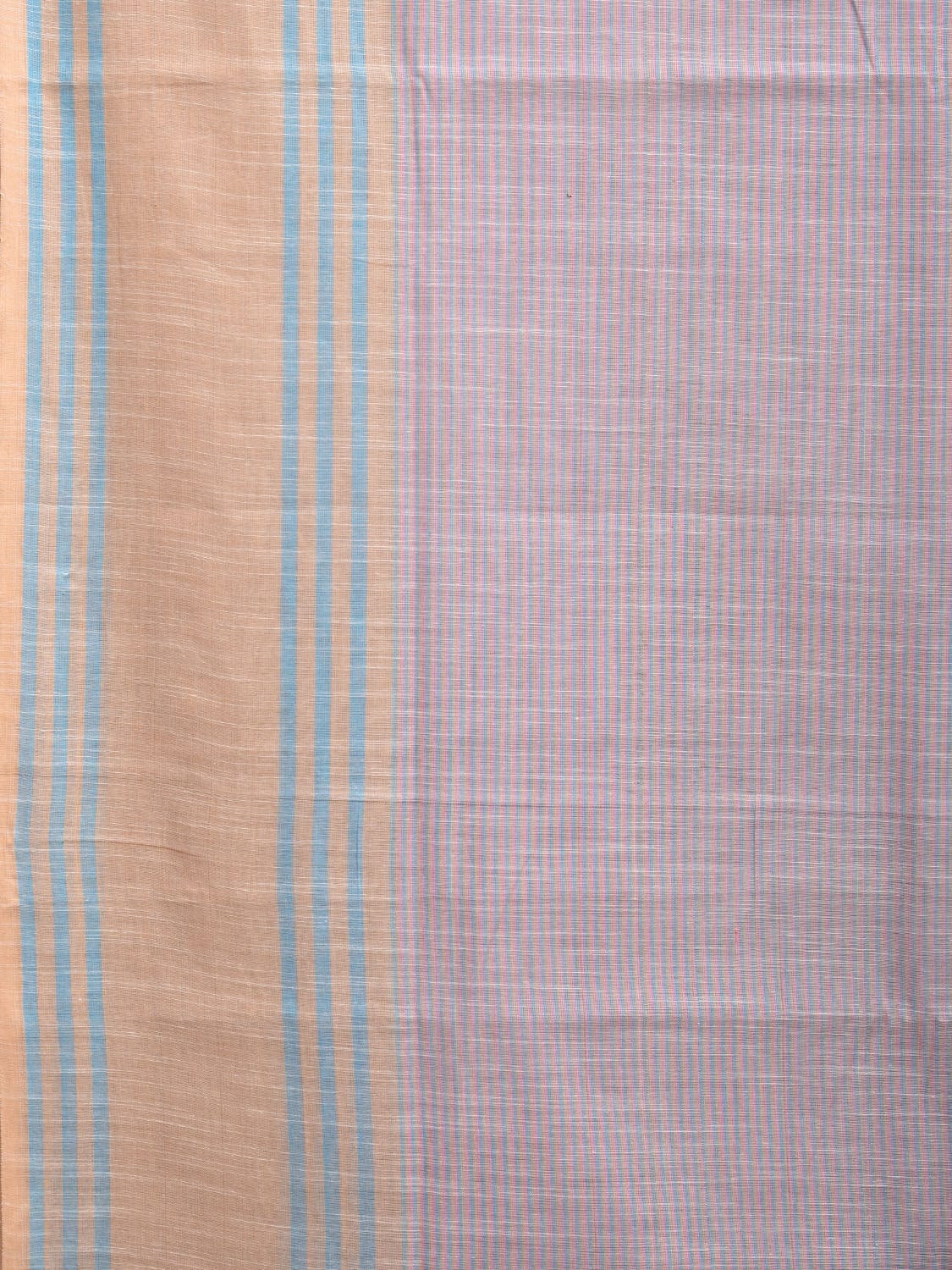 Lavender and Blue Kanchipuram Cotton Handloom Saree with Strips Pallu Design k0559