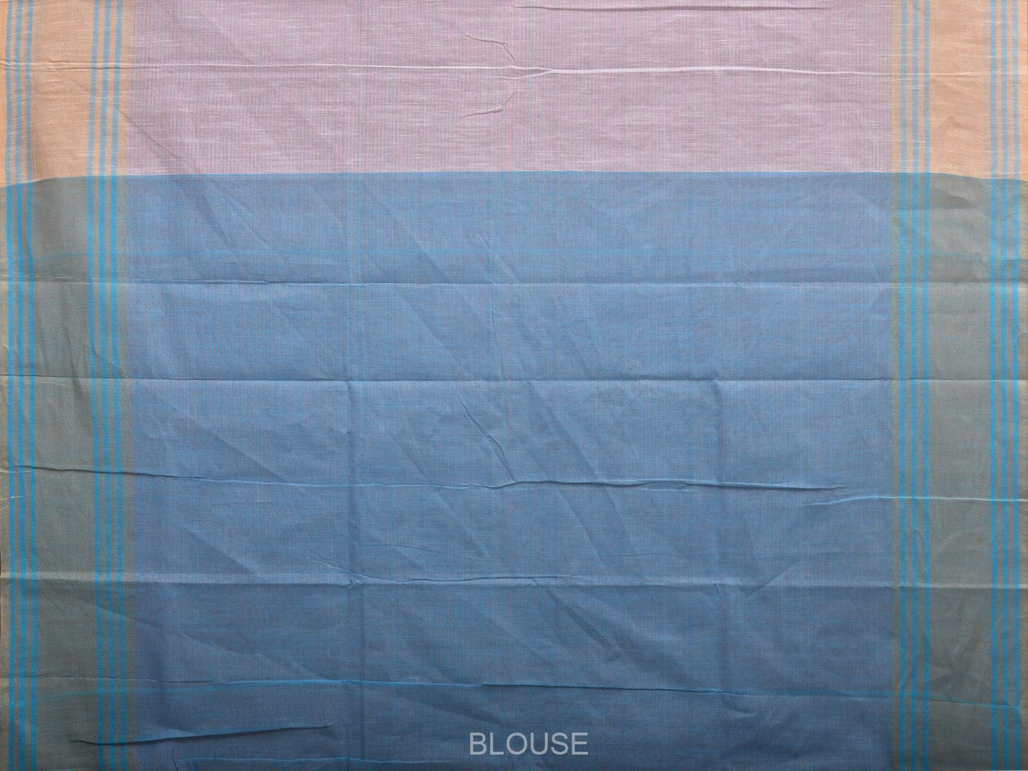 Lavender and Blue Kanchipuram Cotton Handloom Saree with Strips Pallu Design k0559