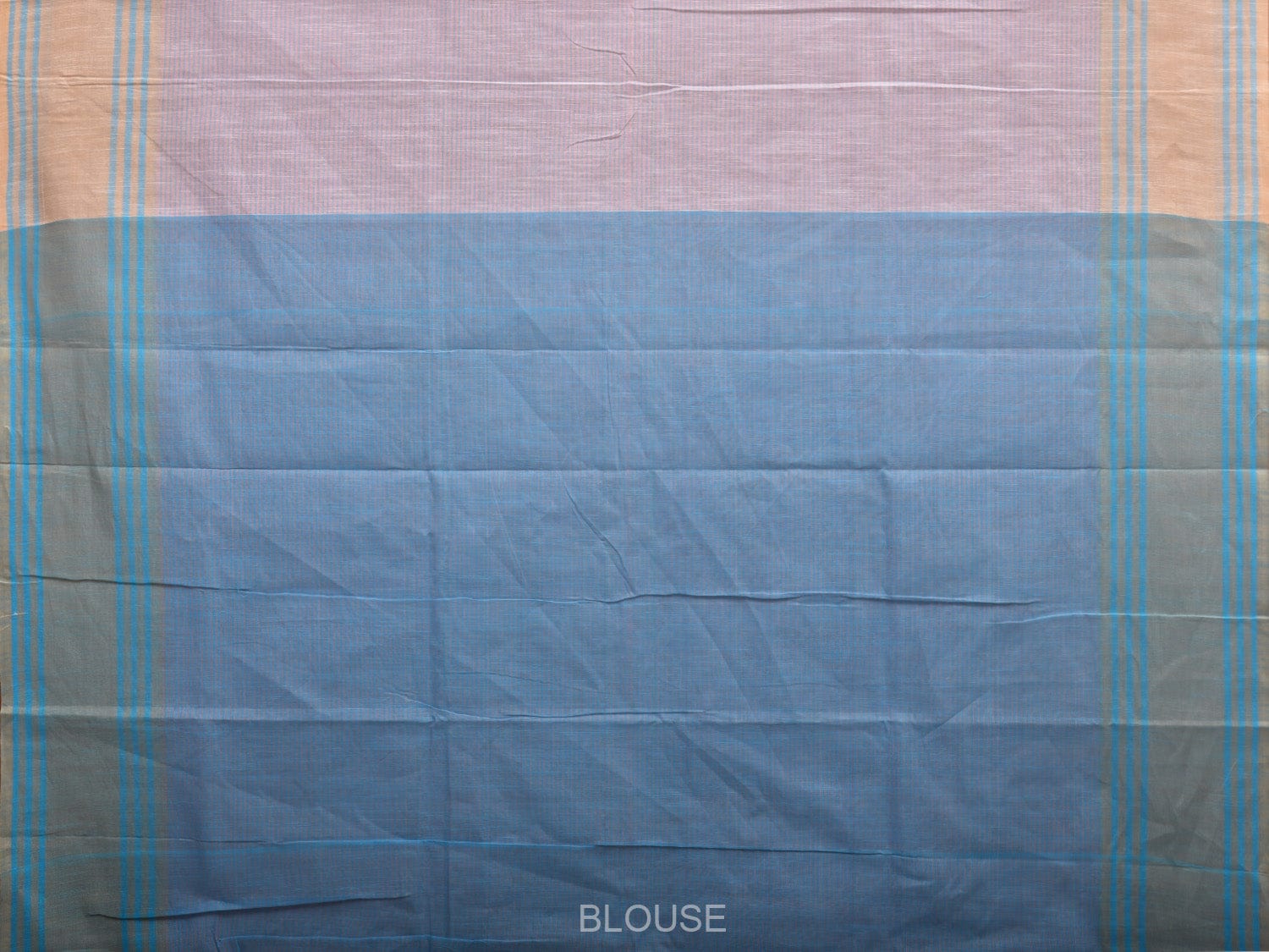 Lavender and Blue Kanchipuram Cotton Handloom Saree with Strips Pallu Design k0559