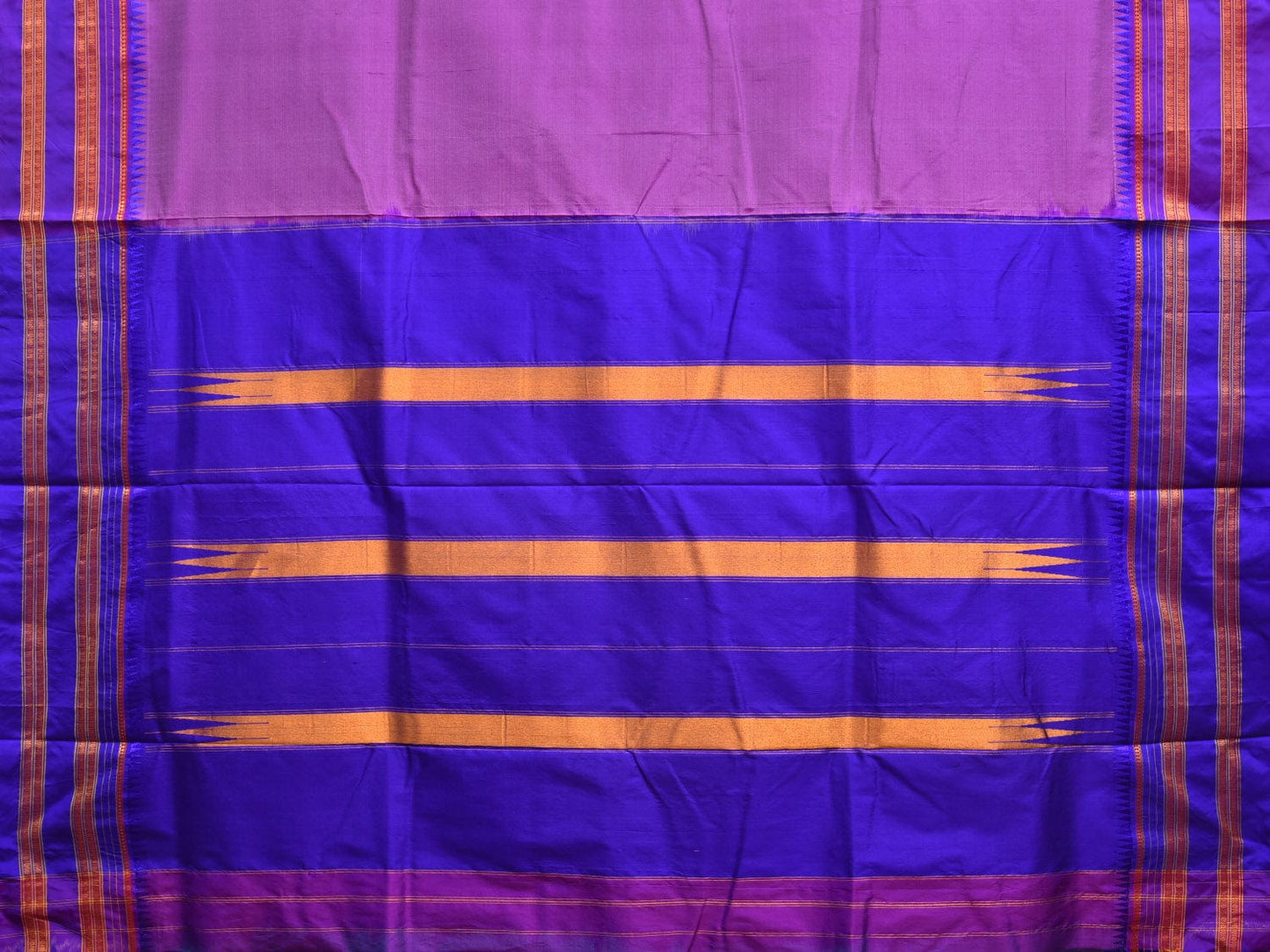 Lavender and Blue Narayanpet Silk Handloom Plain Saree with Contrast Pallu Design No Blouse np0829