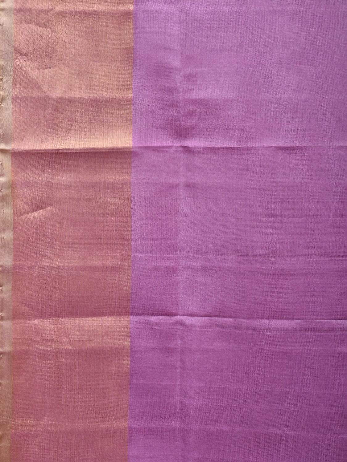 Lavender and Cream Uppada Silk Handloom Plain Saree with Contrast Pallu Design u2111