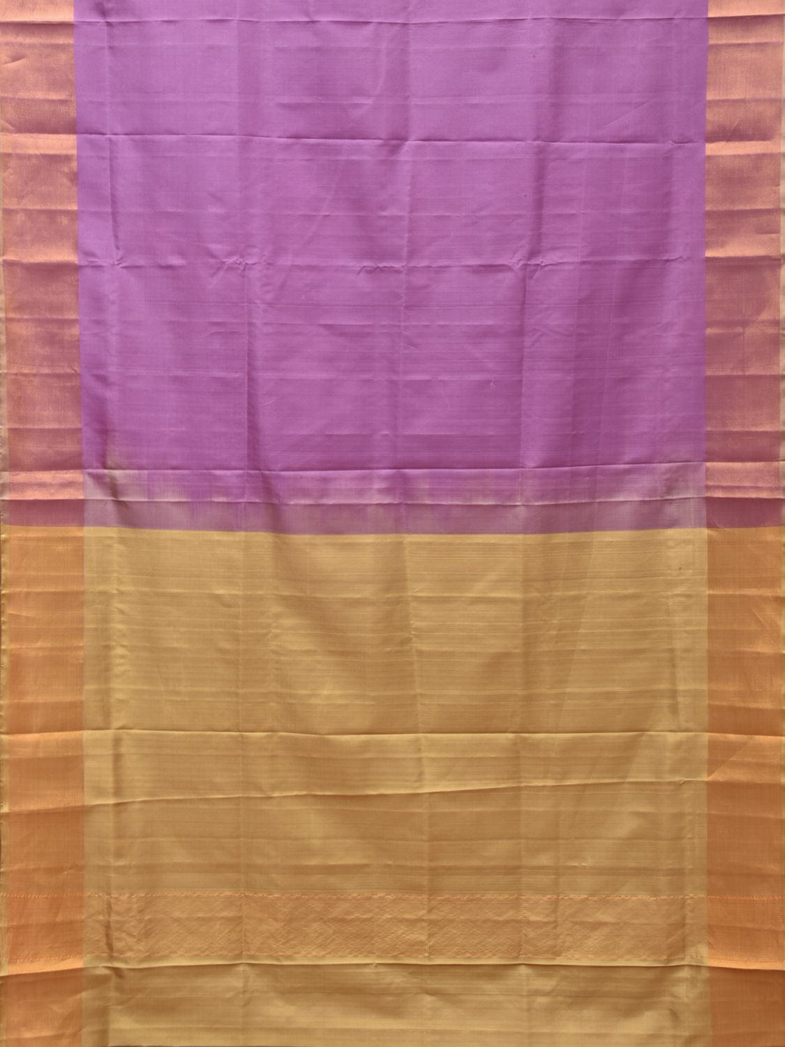 Lavender and Cream Uppada Silk Handloom Plain Saree with Contrast Pallu Design u2111