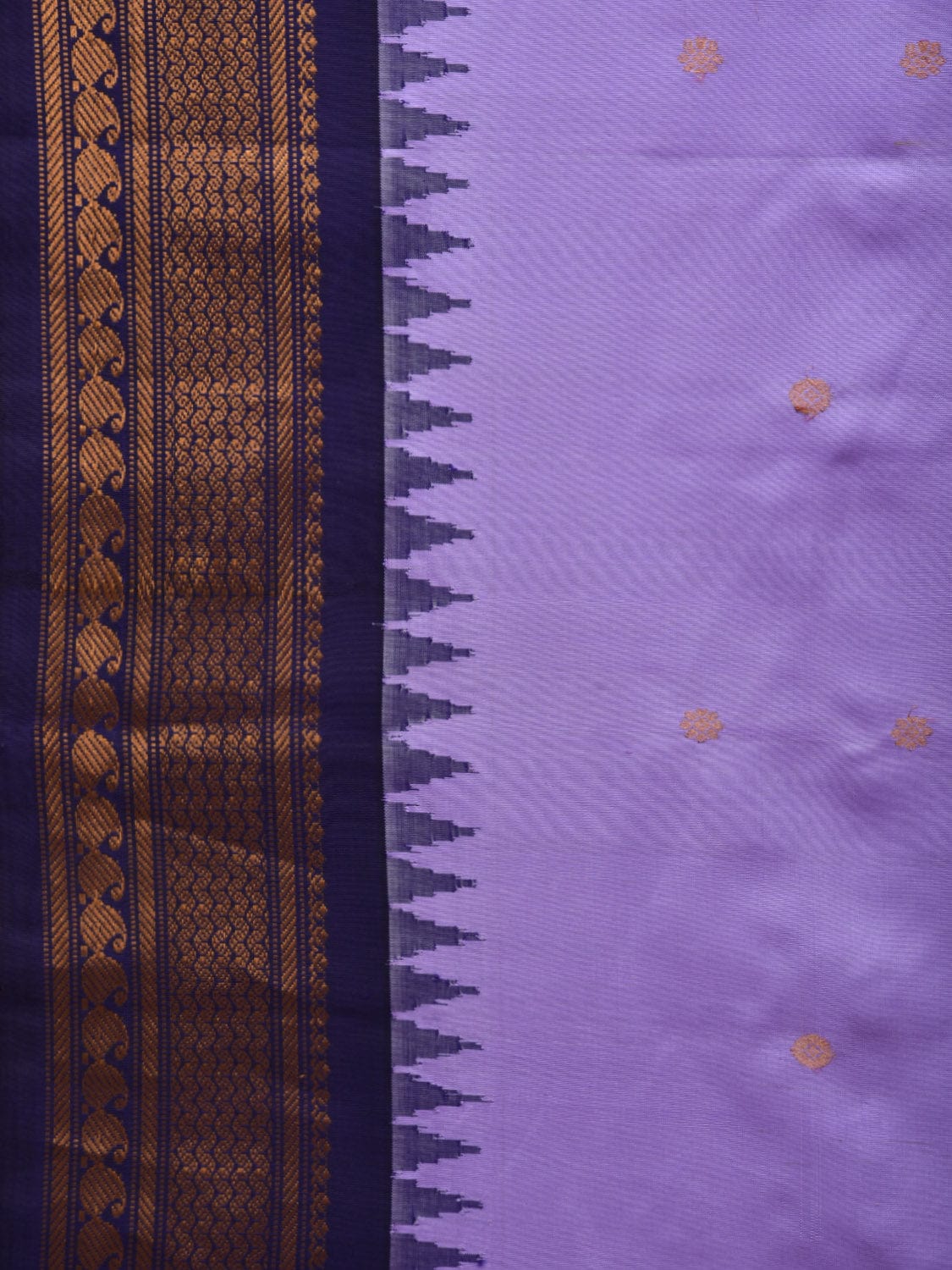 Lavender and Dark Blue Gadwal Silk Handloom Saree with Buta and Border Design g0325