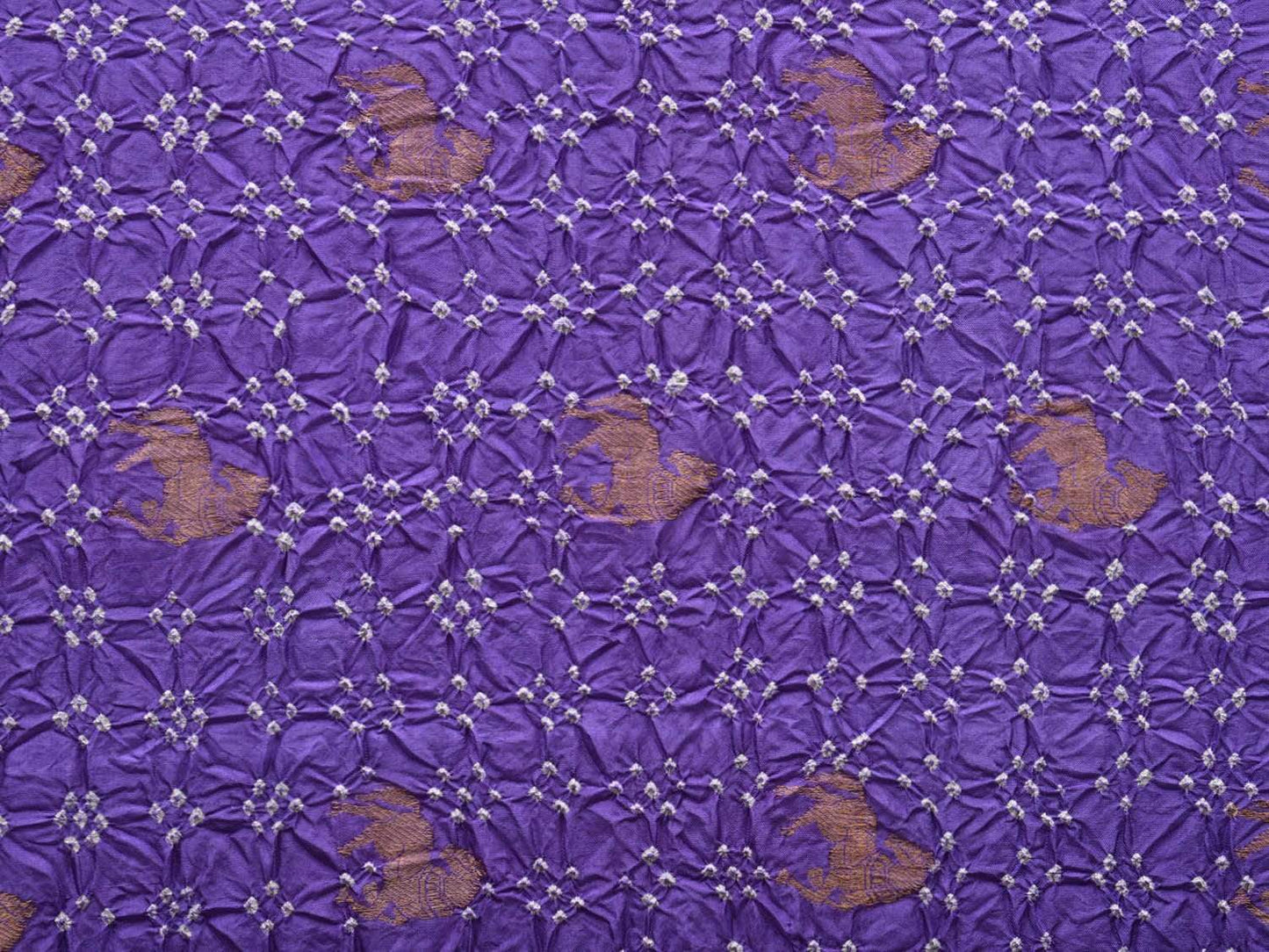 Lavender and Green Bandhani Gadwal Silk Handloom Saree with Body Buta Design bn0305