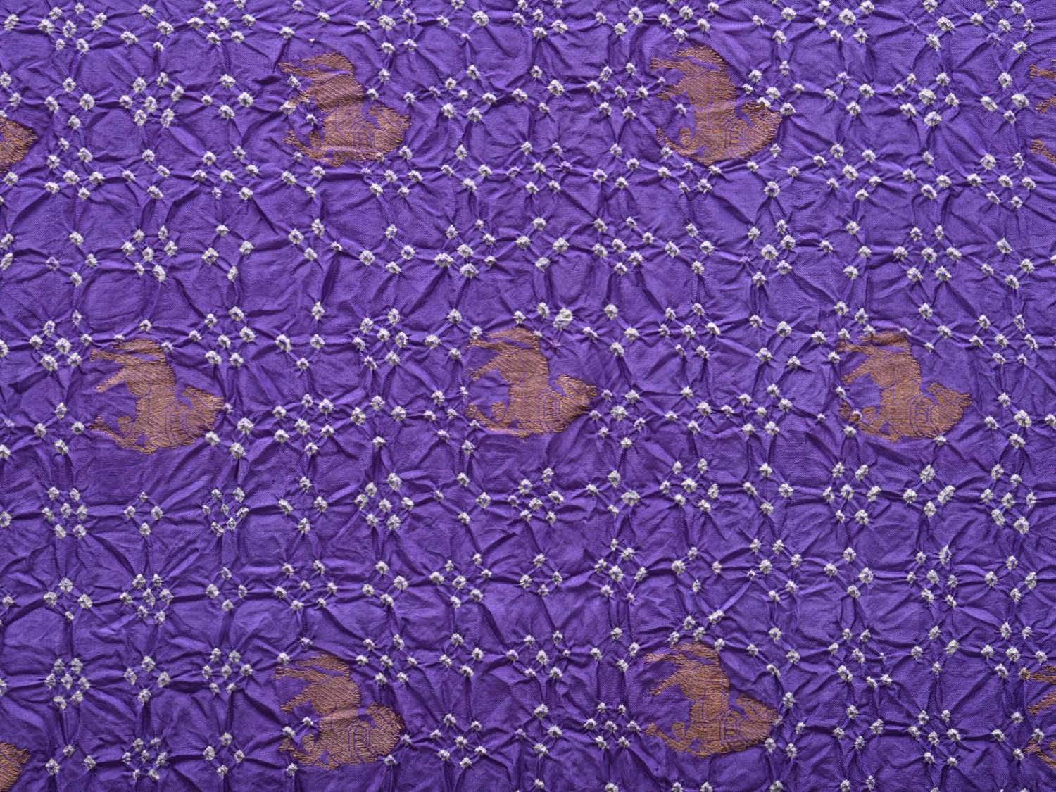 Lavender and Green Bandhani Gadwal Silk Handloom Saree with Body Buta Design bn0305