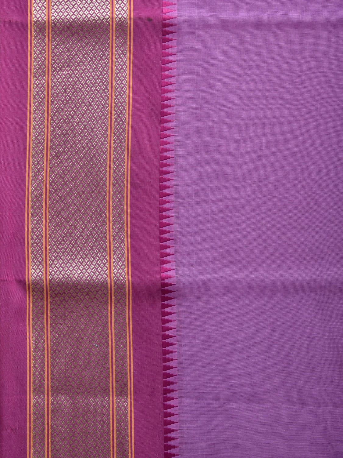 Lavender and Purple Bamboo Cotton Plain Saree with Strips Pallu Design No Blouse bc0357