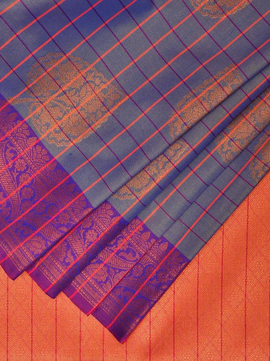 Lavender and Violet Katan Silk Saree with Border Checks and Body Butta Design b0144ds