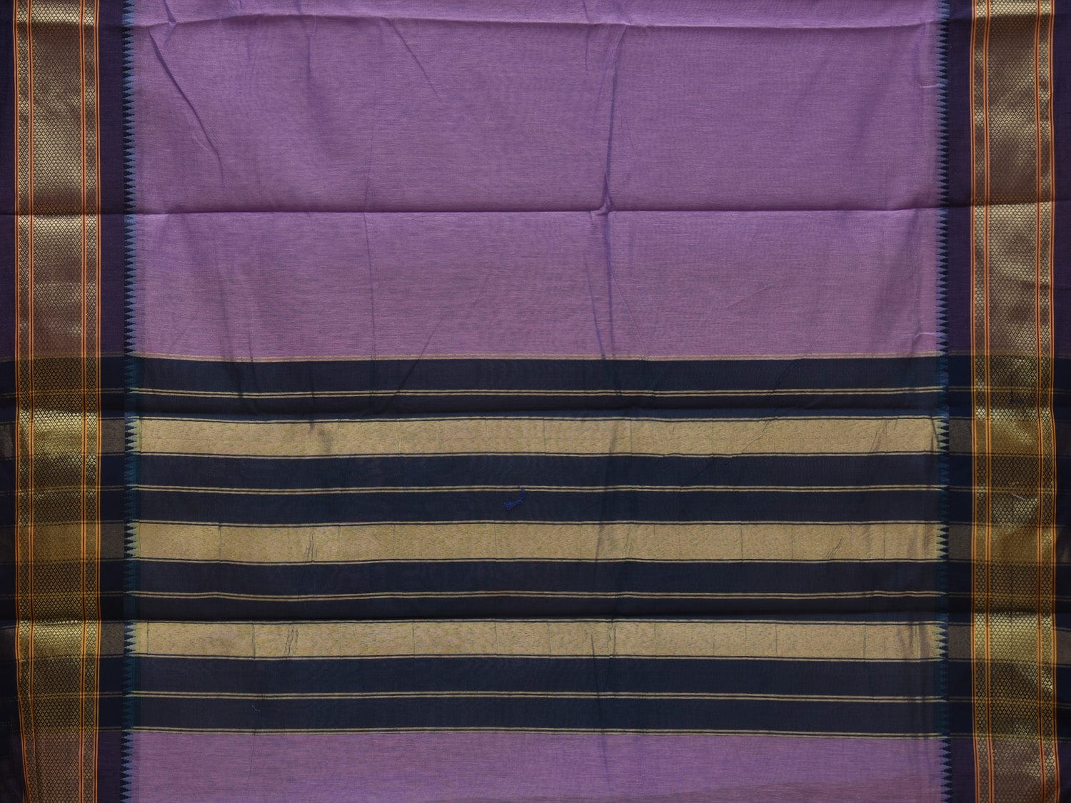Lavender Bamboo Cotton Plain Saree with Narayanpet Border Design No Blouse o0348