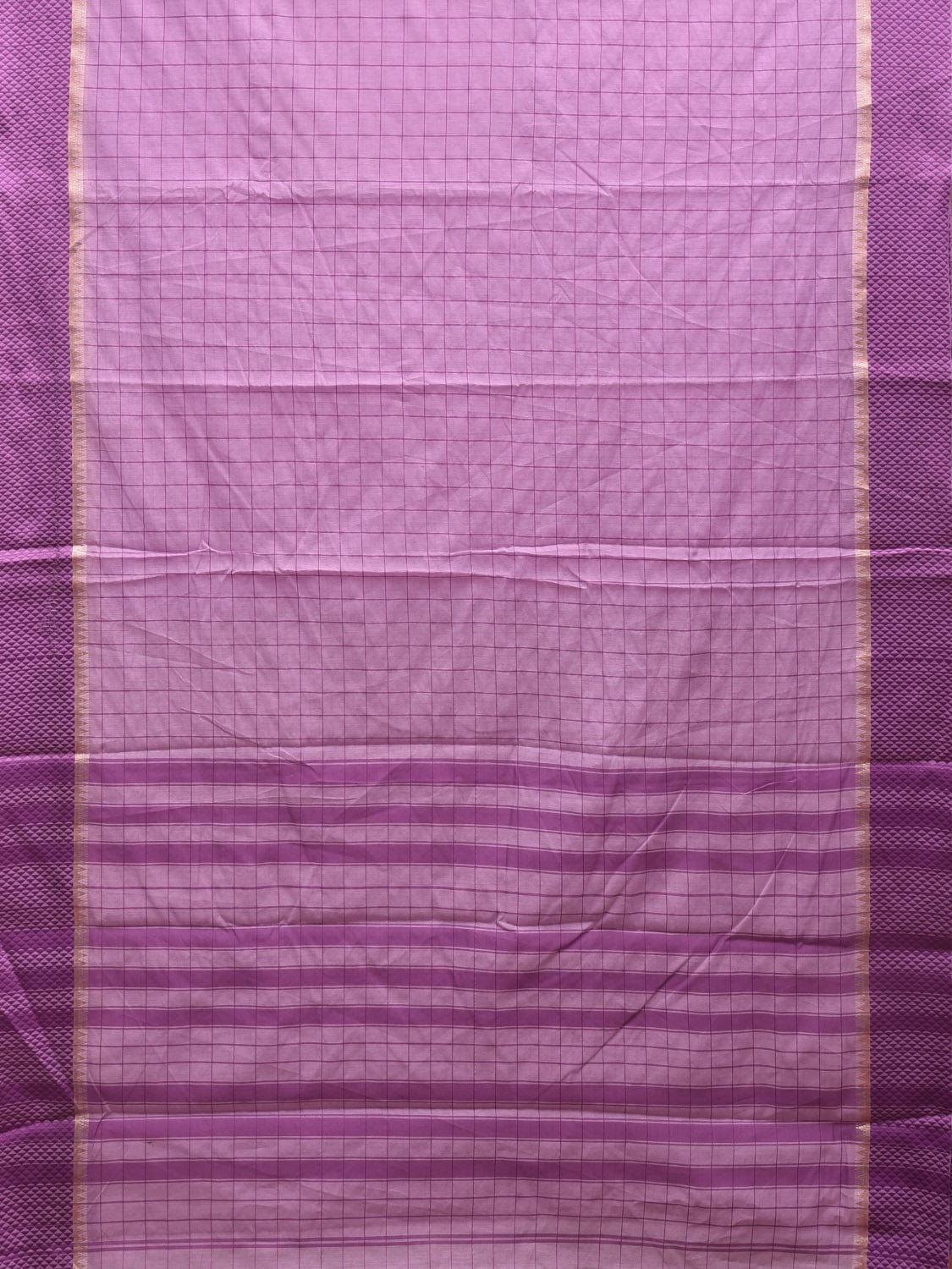 Lavender Bamboo Cotton Saree with Big Checks Design No Blouse bc0385