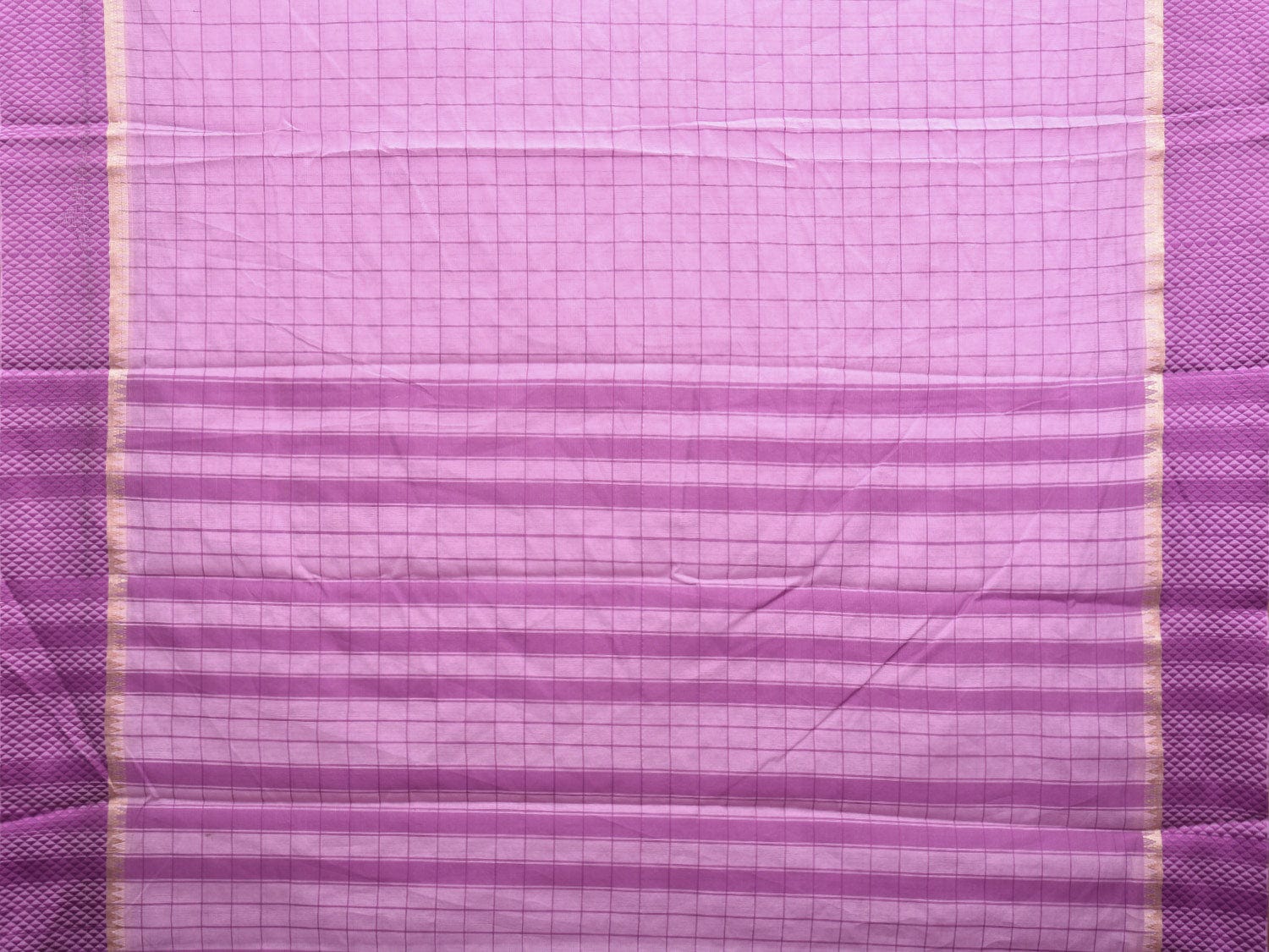 Lavender Bamboo Cotton Saree with Big Checks Design No Blouse bc0385