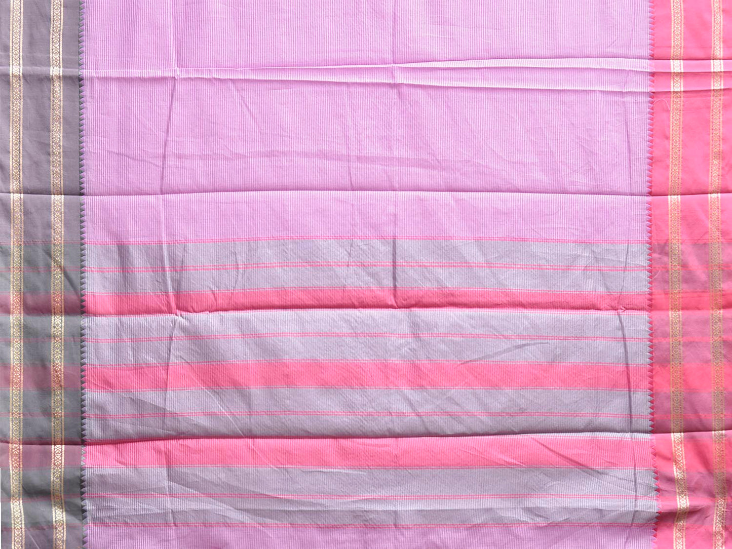 Lavender Bamboo Cotton Saree with Ganga-Jamuna Border Design No Blouse bc0807