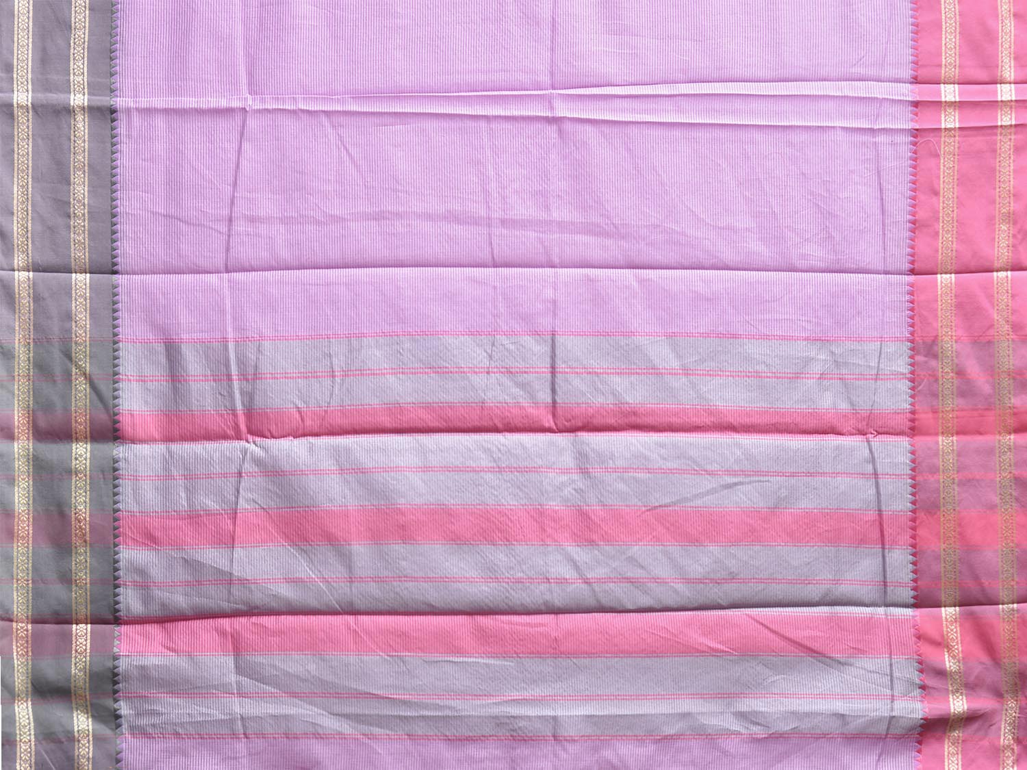 Lavender Bamboo Cotton Saree with Ganga-Jamuna Border Design No Blouse bc0807